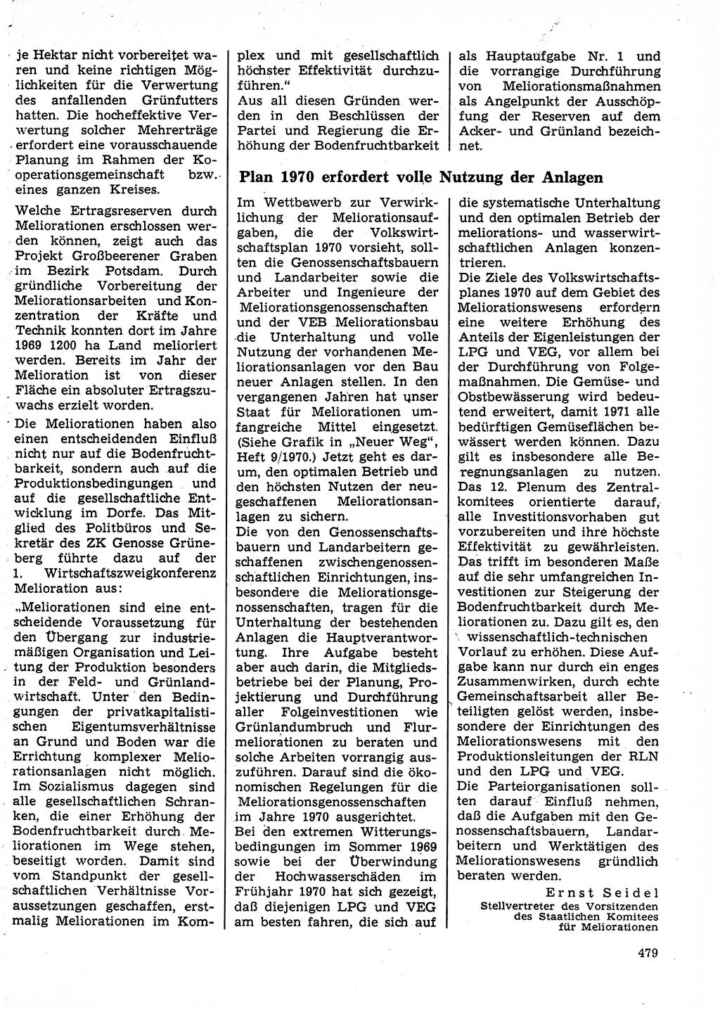 Neuer Weg (NW), Organ des Zentralkomitees (ZK) der SED (Sozialistische Einheitspartei Deutschlands) für Fragen des Parteilebens, 25. Jahrgang [Deutsche Demokratische Republik (DDR)] 1970, Seite 479 (NW ZK SED DDR 1970, S. 479)