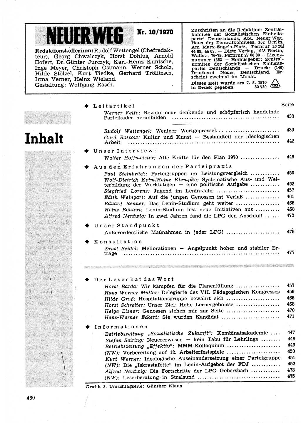Neuer Weg (NW), Organ des Zentralkomitees (ZK) der SED (Sozialistische Einheitspartei Deutschlands) für Fragen des Parteilebens, 25. Jahrgang [Deutsche Demokratische Republik (DDR)] 1970, Seite 480 (NW ZK SED DDR 1970, S. 480)