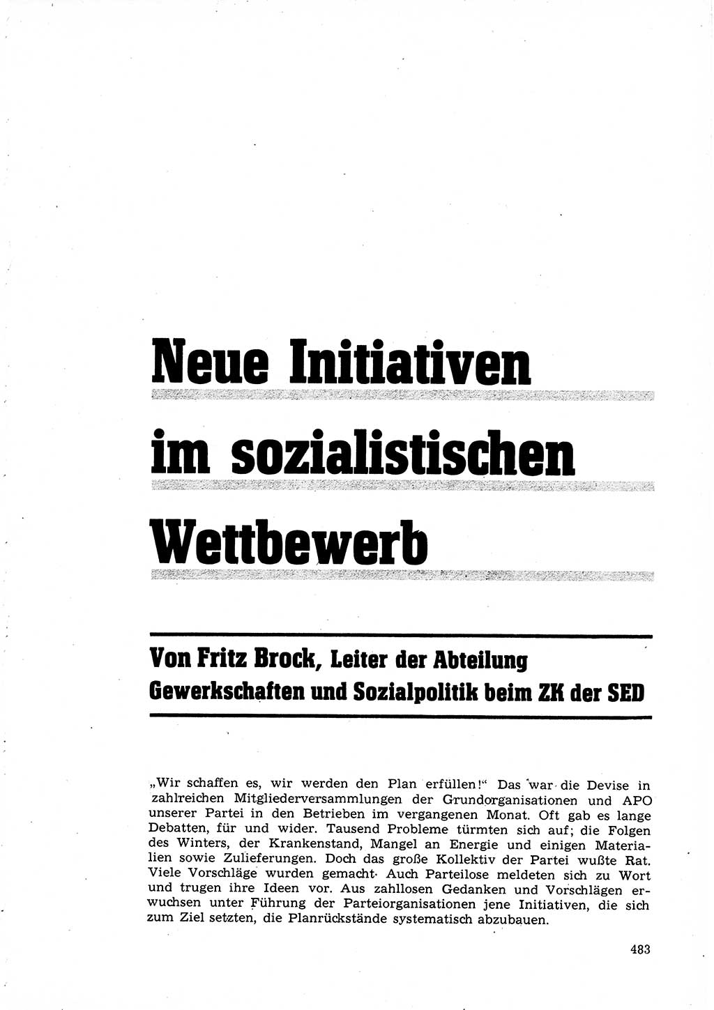 Neuer Weg (NW), Organ des Zentralkomitees (ZK) der SED (Sozialistische Einheitspartei Deutschlands) für Fragen des Parteilebens, 25. Jahrgang [Deutsche Demokratische Republik (DDR)] 1970, Seite 483 (NW ZK SED DDR 1970, S. 483)