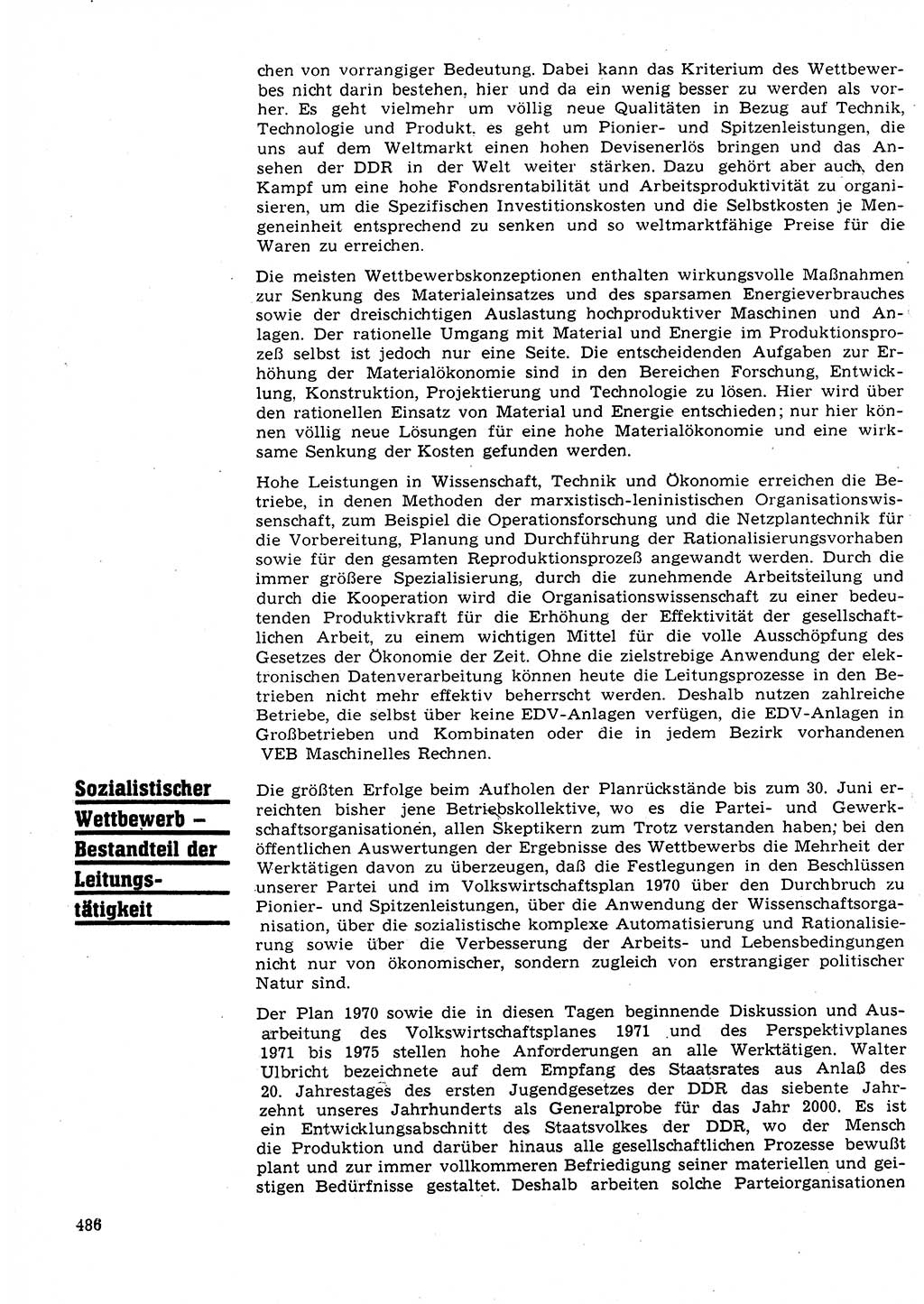 Neuer Weg (NW), Organ des Zentralkomitees (ZK) der SED (Sozialistische Einheitspartei Deutschlands) für Fragen des Parteilebens, 25. Jahrgang [Deutsche Demokratische Republik (DDR)] 1970, Seite 486 (NW ZK SED DDR 1970, S. 486)