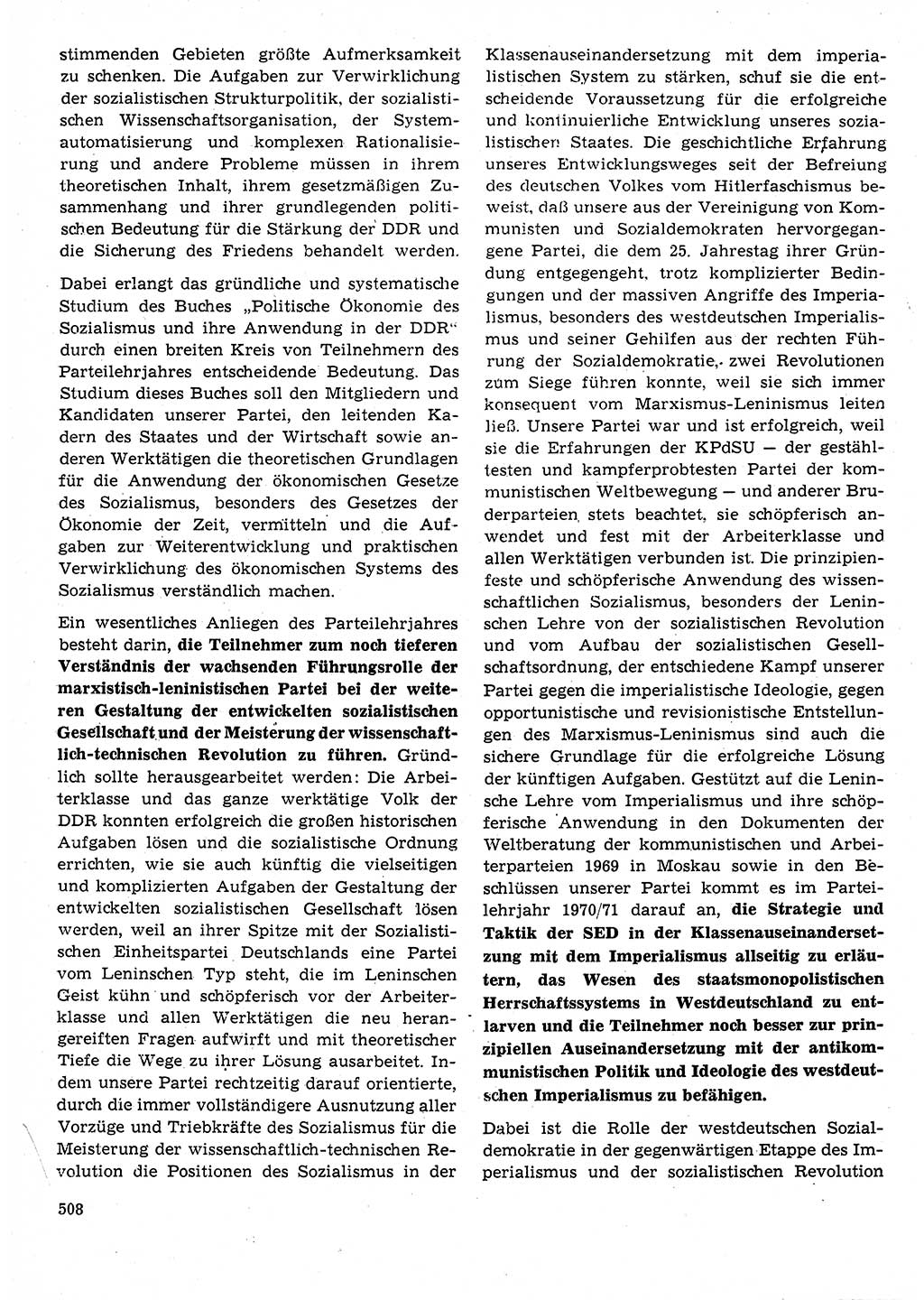 Neuer Weg (NW), Organ des Zentralkomitees (ZK) der SED (Sozialistische Einheitspartei Deutschlands) für Fragen des Parteilebens, 25. Jahrgang [Deutsche Demokratische Republik (DDR)] 1970, Seite 508 (NW ZK SED DDR 1970, S. 508)