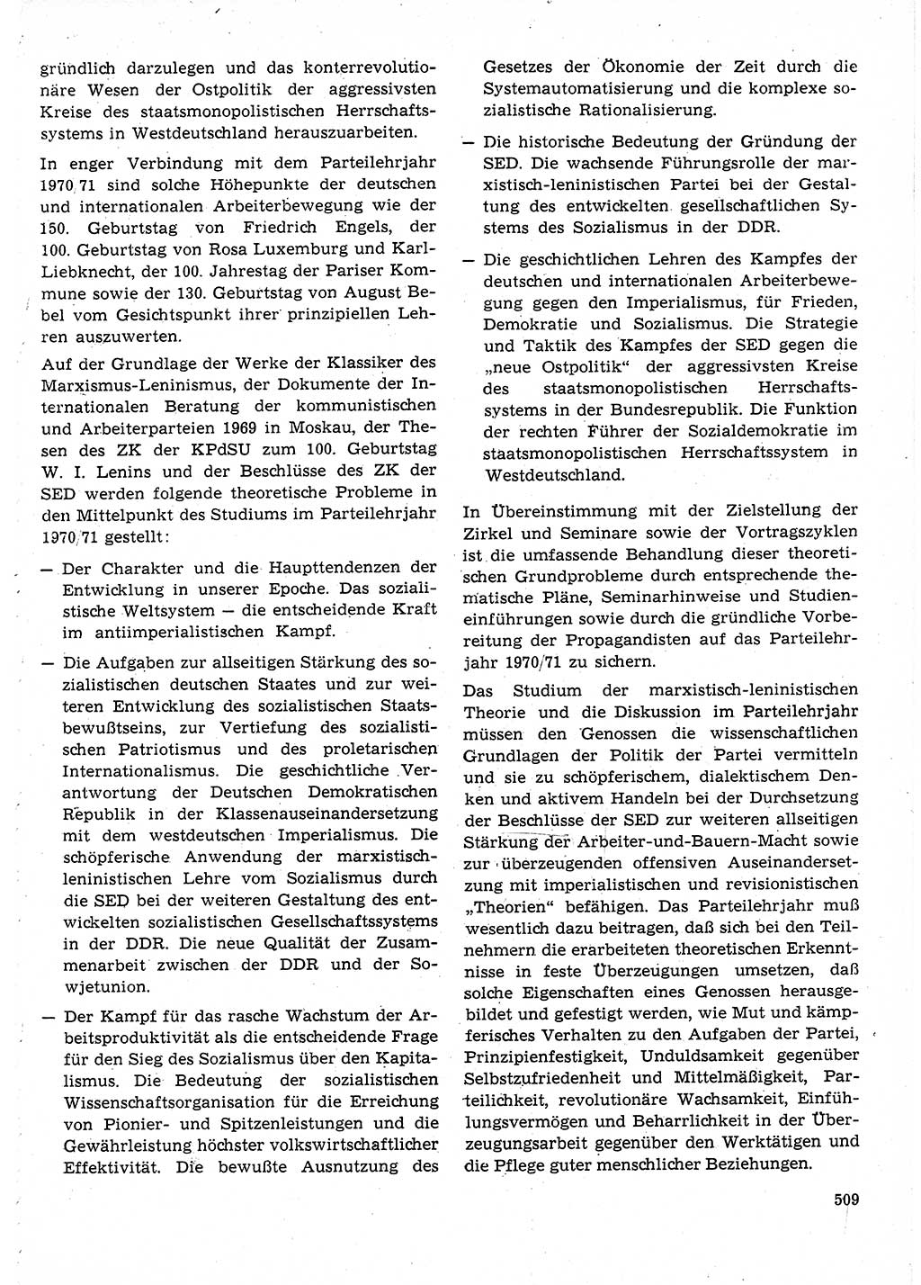 Neuer Weg (NW), Organ des Zentralkomitees (ZK) der SED (Sozialistische Einheitspartei Deutschlands) für Fragen des Parteilebens, 25. Jahrgang [Deutsche Demokratische Republik (DDR)] 1970, Seite 509 (NW ZK SED DDR 1970, S. 509)