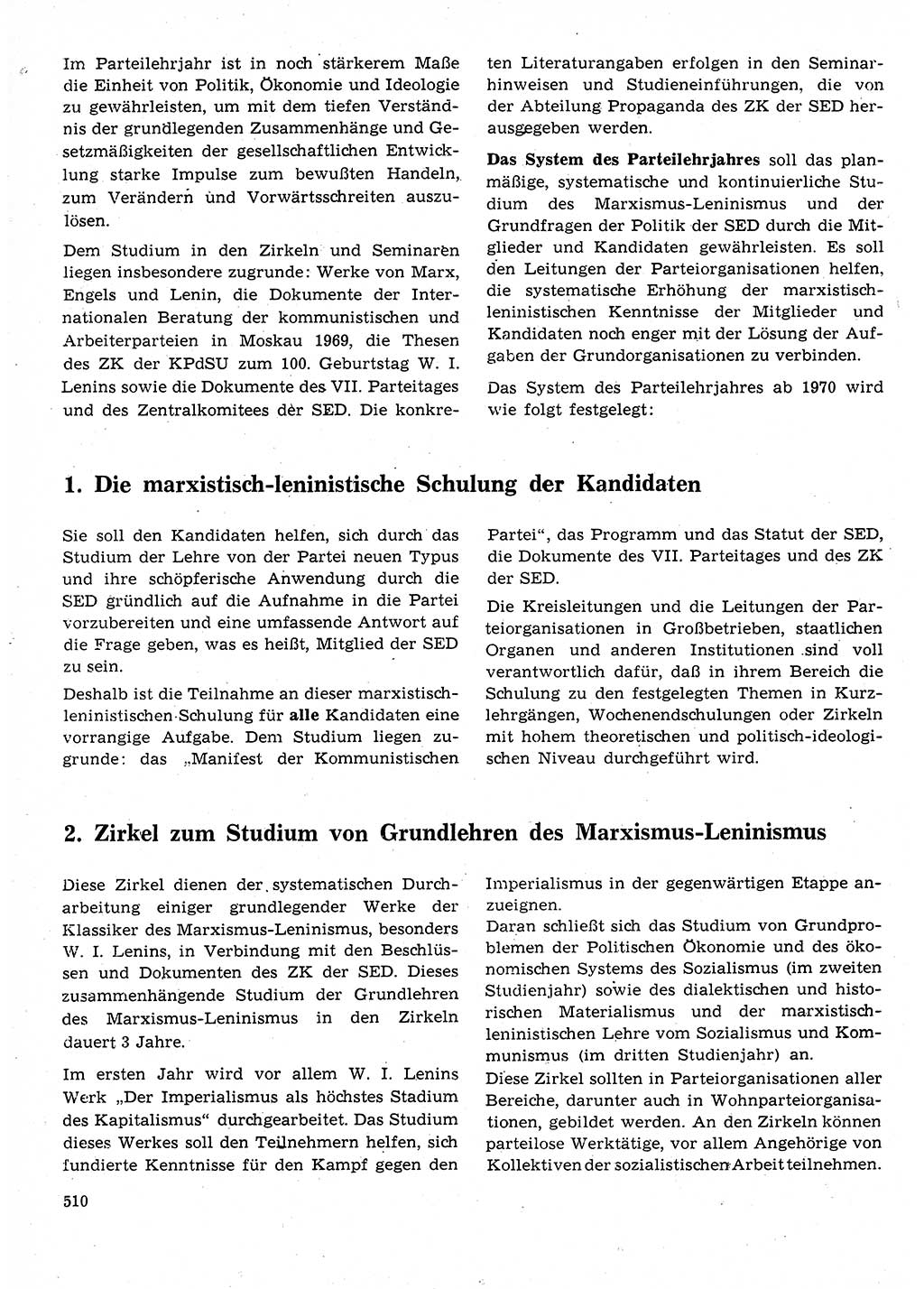 Neuer Weg (NW), Organ des Zentralkomitees (ZK) der SED (Sozialistische Einheitspartei Deutschlands) für Fragen des Parteilebens, 25. Jahrgang [Deutsche Demokratische Republik (DDR)] 1970, Seite 510 (NW ZK SED DDR 1970, S. 510)