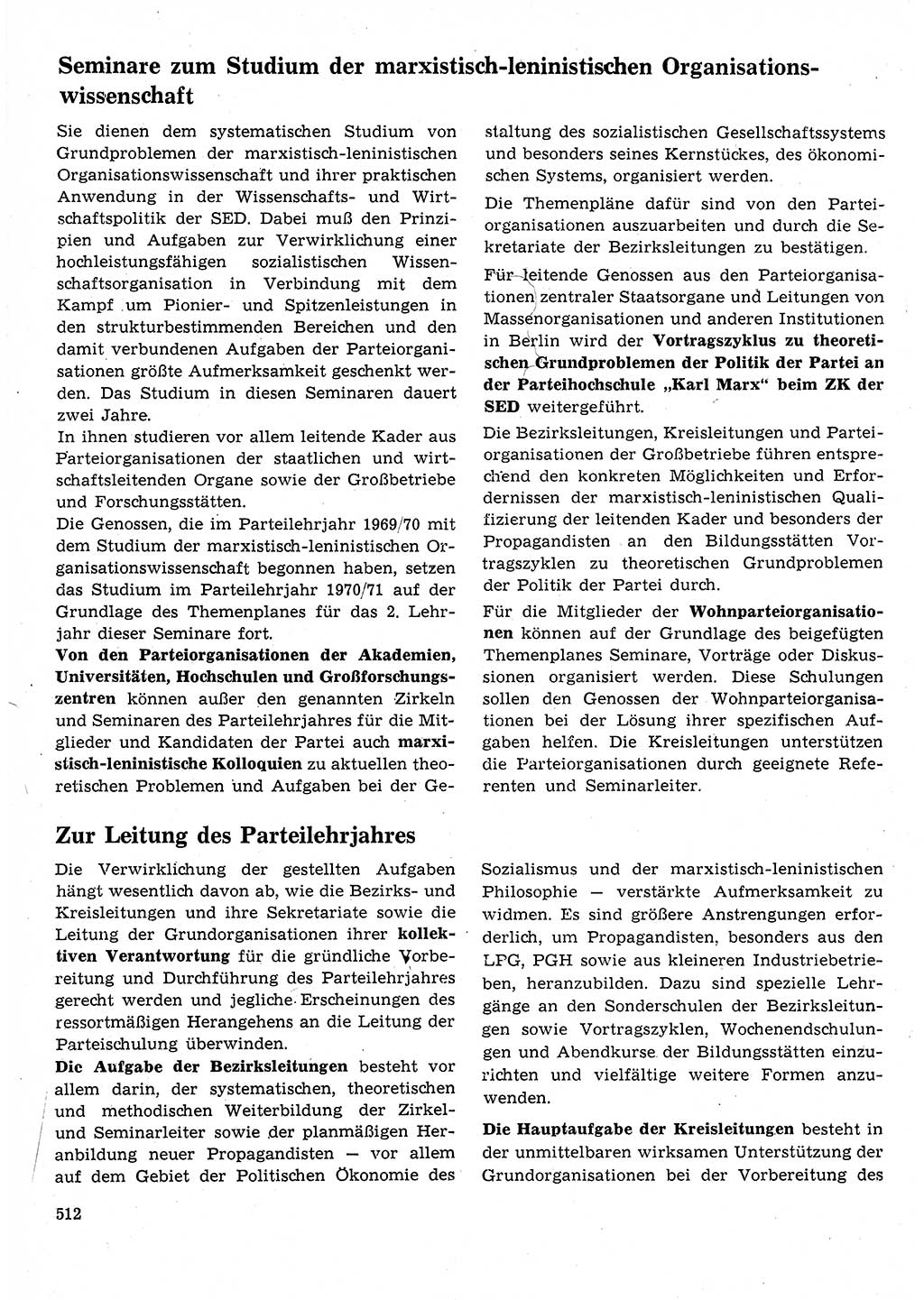 Neuer Weg (NW), Organ des Zentralkomitees (ZK) der SED (Sozialistische Einheitspartei Deutschlands) für Fragen des Parteilebens, 25. Jahrgang [Deutsche Demokratische Republik (DDR)] 1970, Seite 512 (NW ZK SED DDR 1970, S. 512)