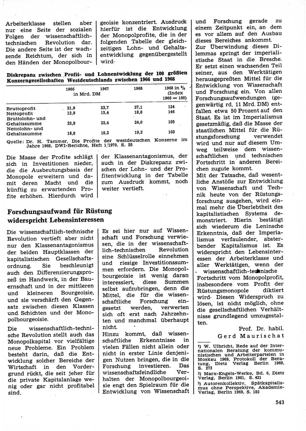 Neuer Weg (NW), Organ des Zentralkomitees (ZK) der SED (Sozialistische Einheitspartei Deutschlands) für Fragen des Parteilebens, 25. Jahrgang [Deutsche Demokratische Republik (DDR)] 1970, Seite 543 (NW ZK SED DDR 1970, S. 543)