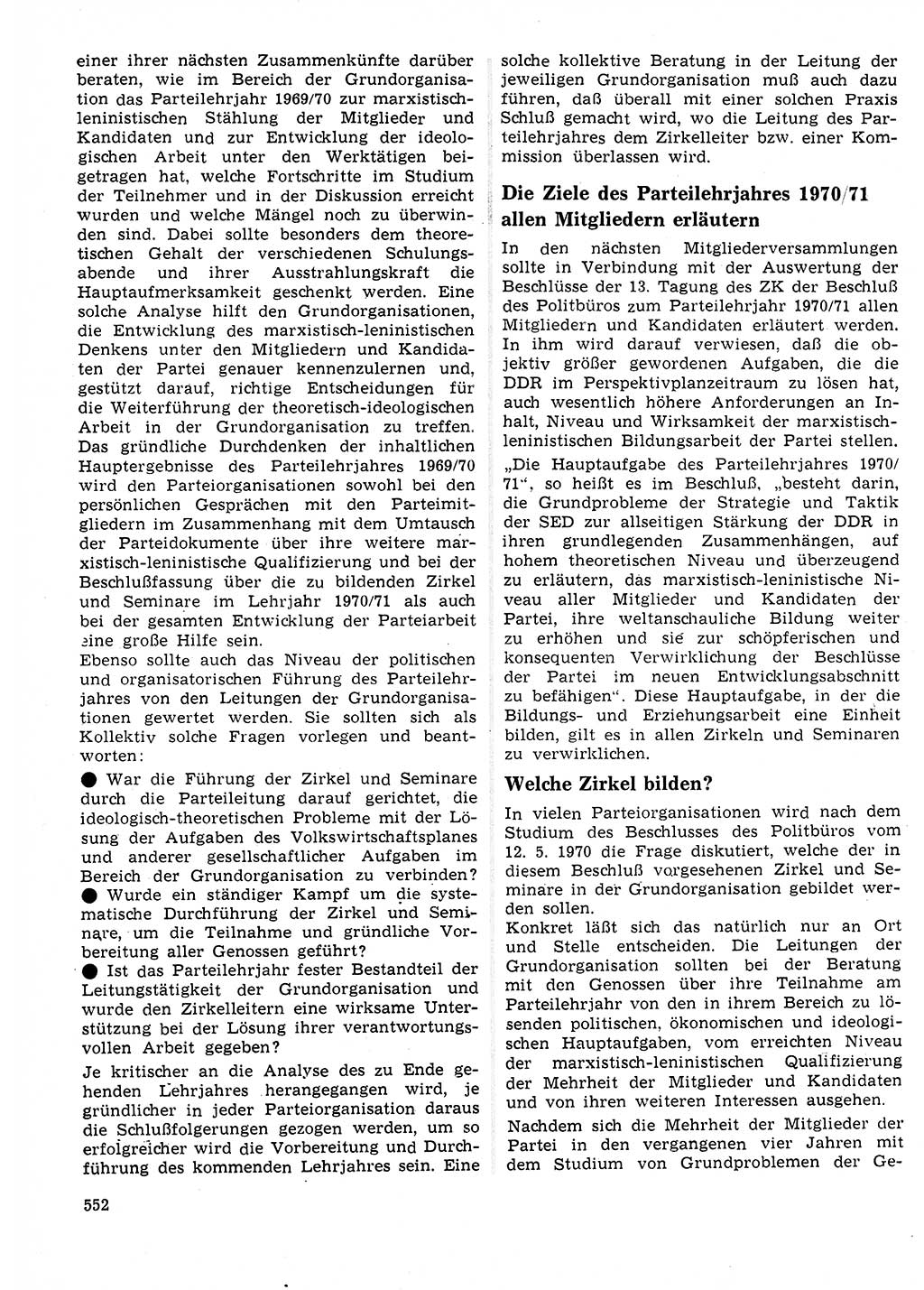 Neuer Weg (NW), Organ des Zentralkomitees (ZK) der SED (Sozialistische Einheitspartei Deutschlands) für Fragen des Parteilebens, 25. Jahrgang [Deutsche Demokratische Republik (DDR)] 1970, Seite 552 (NW ZK SED DDR 1970, S. 552)
