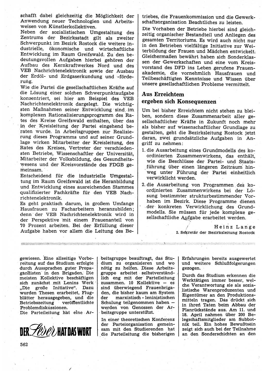 Neuer Weg (NW), Organ des Zentralkomitees (ZK) der SED (Sozialistische Einheitspartei Deutschlands) für Fragen des Parteilebens, 25. Jahrgang [Deutsche Demokratische Republik (DDR)] 1970, Seite 562 (NW ZK SED DDR 1970, S. 562)