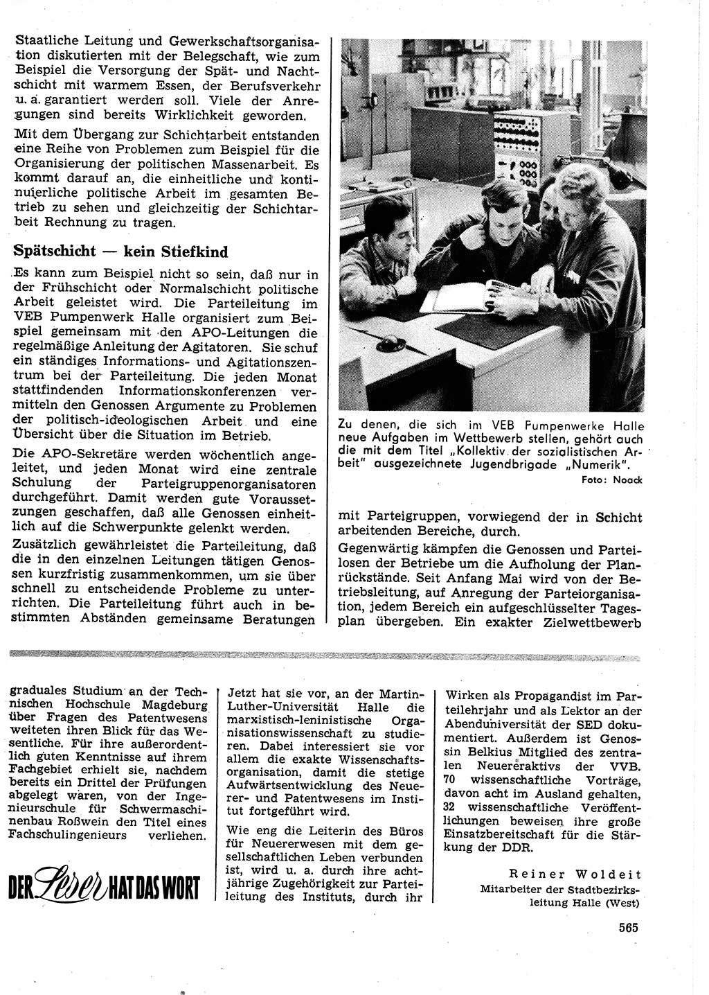 Neuer Weg (NW), Organ des Zentralkomitees (ZK) der SED (Sozialistische Einheitspartei Deutschlands) fÃ¼r Fragen des Parteilebens, 25. Jahrgang [Deutsche Demokratische Republik (DDR)] 1970, Seite 565 (NW ZK SED DDR 1970, S. 565)
