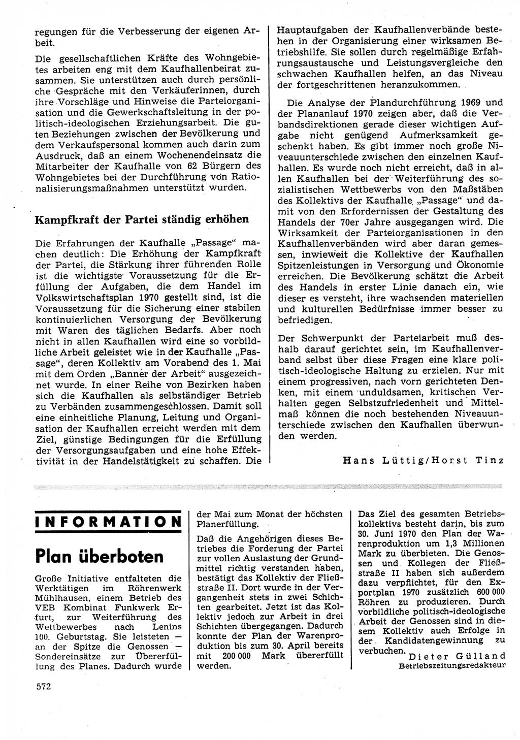 Neuer Weg (NW), Organ des Zentralkomitees (ZK) der SED (Sozialistische Einheitspartei Deutschlands) für Fragen des Parteilebens, 25. Jahrgang [Deutsche Demokratische Republik (DDR)] 1970, Seite 572 (NW ZK SED DDR 1970, S. 572)