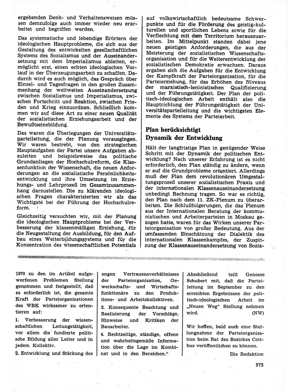 Neuer Weg (NW), Organ des Zentralkomitees (ZK) der SED (Sozialistische Einheitspartei Deutschlands) für Fragen des Parteilebens, 25. Jahrgang [Deutsche Demokratische Republik (DDR)] 1970, Seite 575 (NW ZK SED DDR 1970, S. 575)