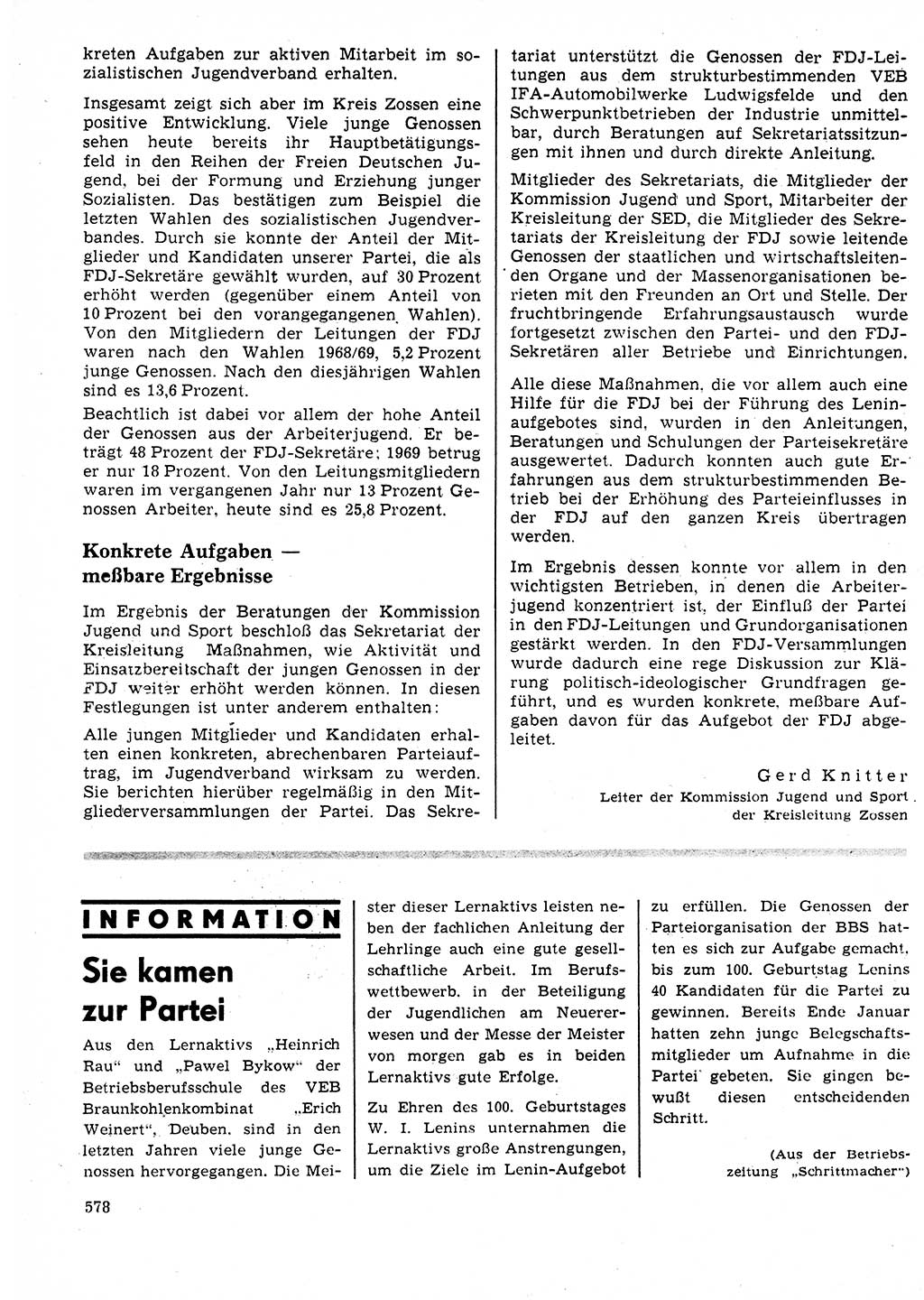 Neuer Weg (NW), Organ des Zentralkomitees (ZK) der SED (Sozialistische Einheitspartei Deutschlands) für Fragen des Parteilebens, 25. Jahrgang [Deutsche Demokratische Republik (DDR)] 1970, Seite 578 (NW ZK SED DDR 1970, S. 578)