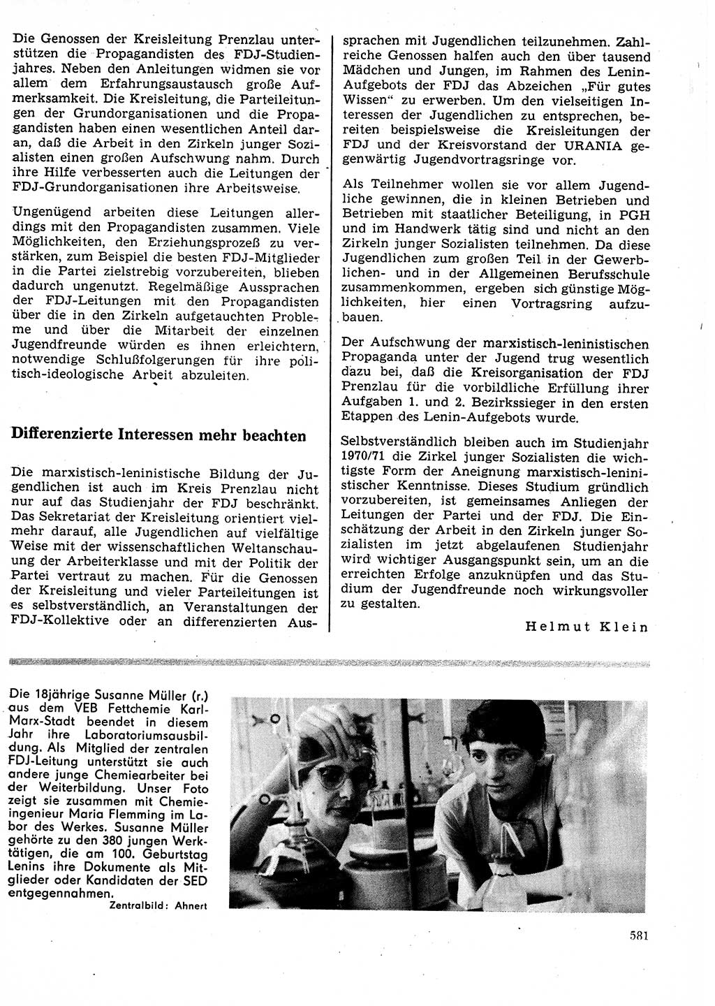 Neuer Weg (NW), Organ des Zentralkomitees (ZK) der SED (Sozialistische Einheitspartei Deutschlands) für Fragen des Parteilebens, 25. Jahrgang [Deutsche Demokratische Republik (DDR)] 1970, Seite 581 (NW ZK SED DDR 1970, S. 581)