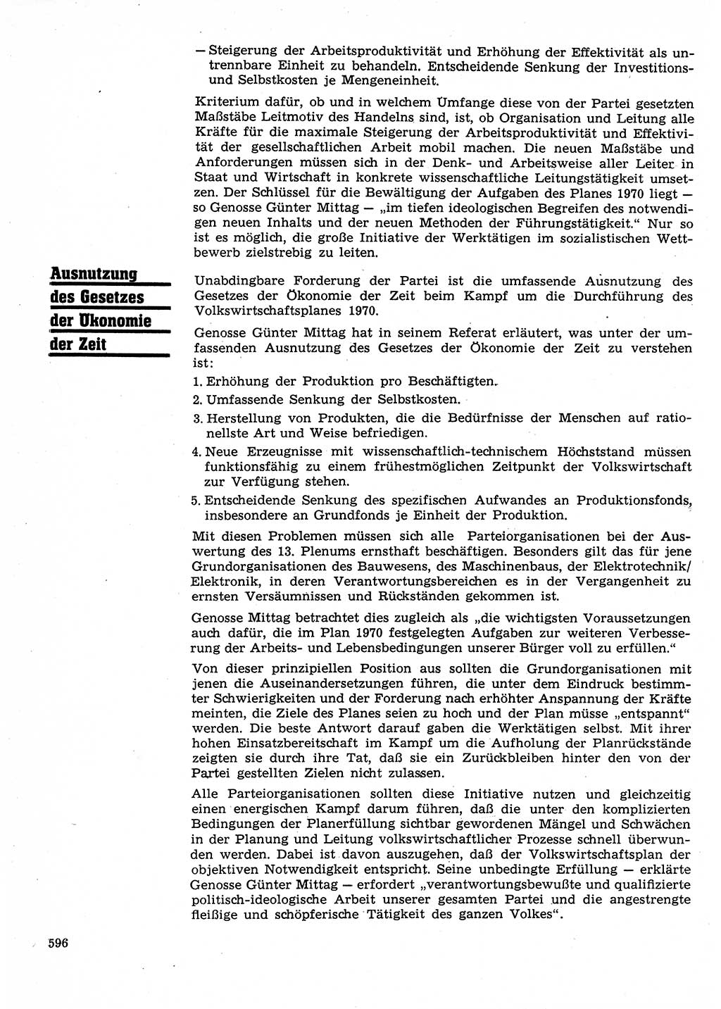 Neuer Weg (NW), Organ des Zentralkomitees (ZK) der SED (Sozialistische Einheitspartei Deutschlands) für Fragen des Parteilebens, 25. Jahrgang [Deutsche Demokratische Republik (DDR)] 1970, Seite 596 (NW ZK SED DDR 1970, S. 596)