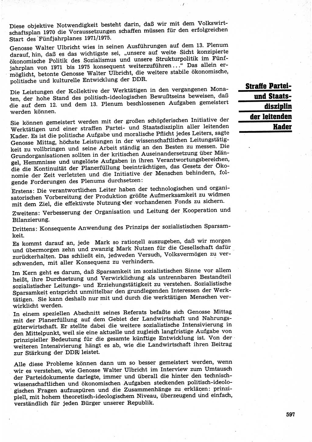 Neuer Weg (NW), Organ des Zentralkomitees (ZK) der SED (Sozialistische Einheitspartei Deutschlands) für Fragen des Parteilebens, 25. Jahrgang [Deutsche Demokratische Republik (DDR)] 1970, Seite 597 (NW ZK SED DDR 1970, S. 597)