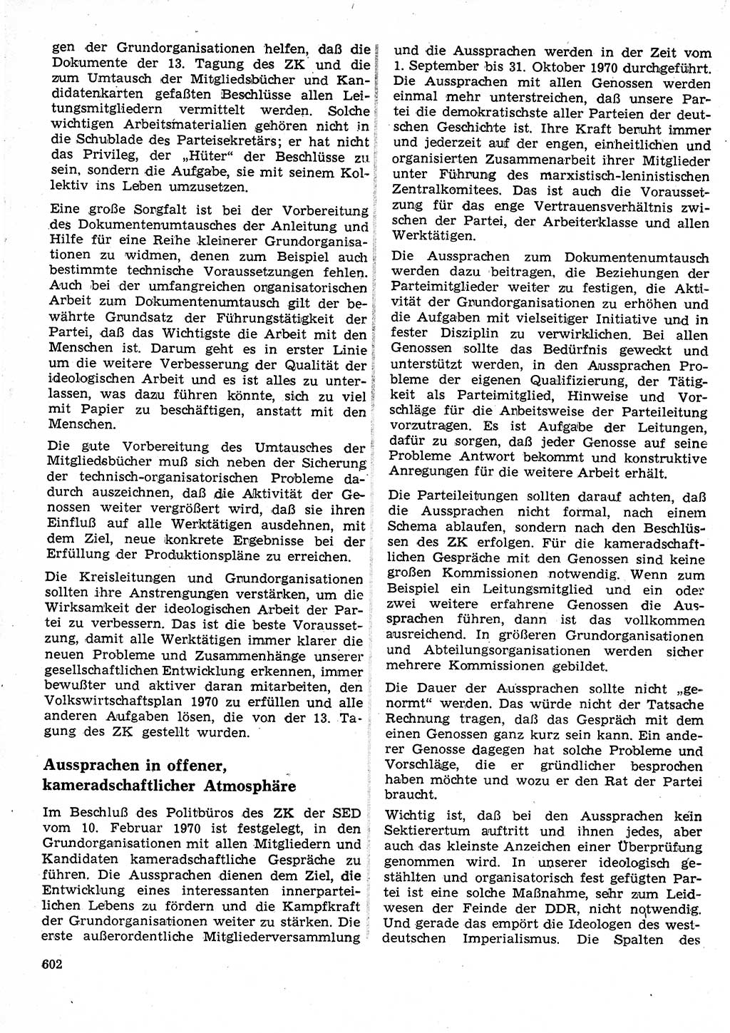 Neuer Weg (NW), Organ des Zentralkomitees (ZK) der SED (Sozialistische Einheitspartei Deutschlands) für Fragen des Parteilebens, 25. Jahrgang [Deutsche Demokratische Republik (DDR)] 1970, Seite 602 (NW ZK SED DDR 1970, S. 602)