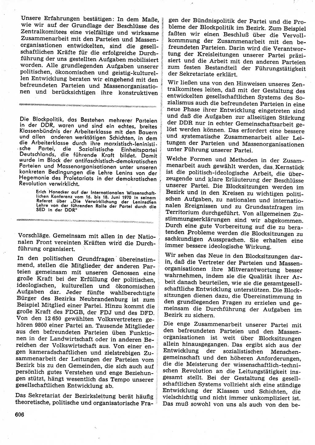 Neuer Weg (NW), Organ des Zentralkomitees (ZK) der SED (Sozialistische Einheitspartei Deutschlands) für Fragen des Parteilebens, 25. Jahrgang [Deutsche Demokratische Republik (DDR)] 1970, Seite 606 (NW ZK SED DDR 1970, S. 606)