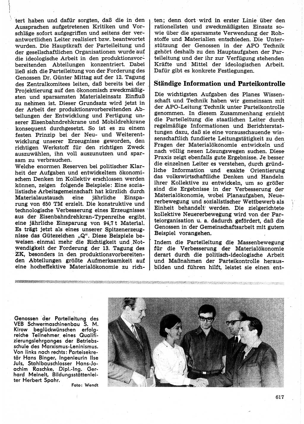 Neuer Weg (NW), Organ des Zentralkomitees (ZK) der SED (Sozialistische Einheitspartei Deutschlands) für Fragen des Parteilebens, 25. Jahrgang [Deutsche Demokratische Republik (DDR)] 1970, Seite 617 (NW ZK SED DDR 1970, S. 617)