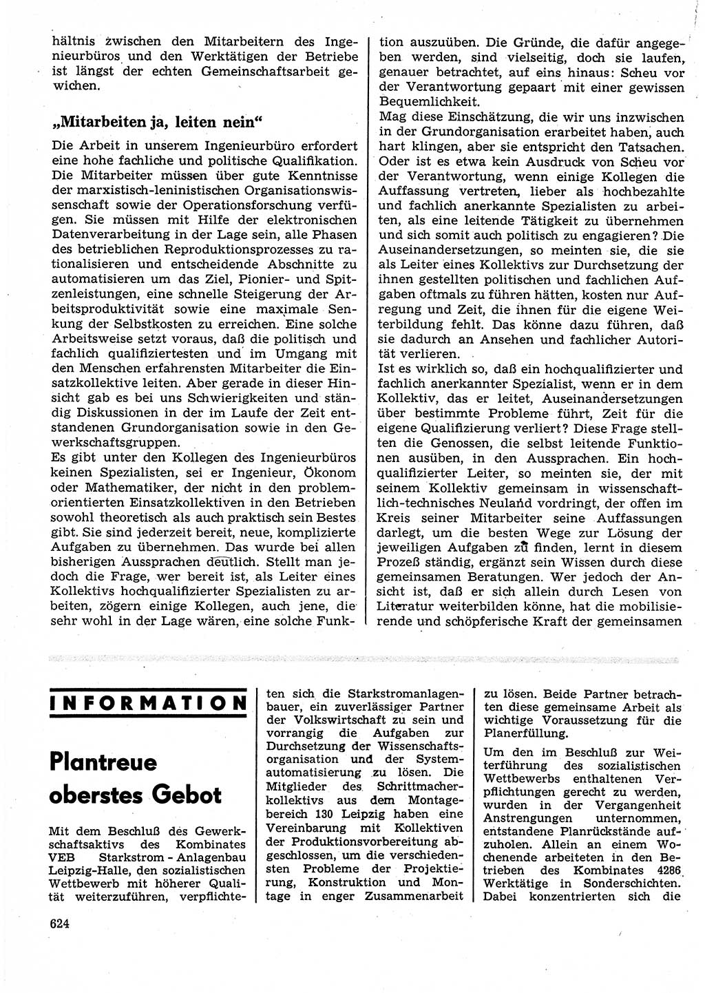 Neuer Weg (NW), Organ des Zentralkomitees (ZK) der SED (Sozialistische Einheitspartei Deutschlands) für Fragen des Parteilebens, 25. Jahrgang [Deutsche Demokratische Republik (DDR)] 1970, Seite 624 (NW ZK SED DDR 1970, S. 624)