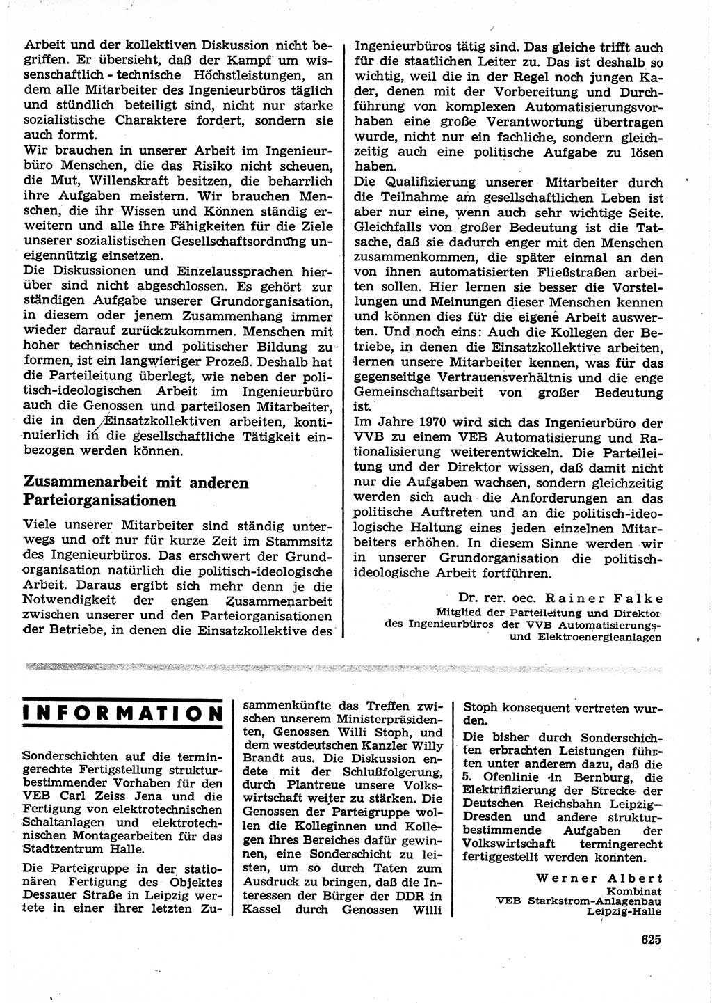 Neuer Weg (NW), Organ des Zentralkomitees (ZK) der SED (Sozialistische Einheitspartei Deutschlands) für Fragen des Parteilebens, 25. Jahrgang [Deutsche Demokratische Republik (DDR)] 1970, Seite 625 (NW ZK SED DDR 1970, S. 625)