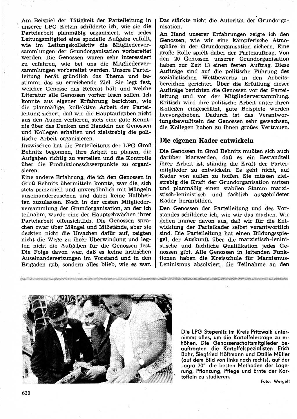 Neuer Weg (NW), Organ des Zentralkomitees (ZK) der SED (Sozialistische Einheitspartei Deutschlands) für Fragen des Parteilebens, 25. Jahrgang [Deutsche Demokratische Republik (DDR)] 1970, Seite 630 (NW ZK SED DDR 1970, S. 630)