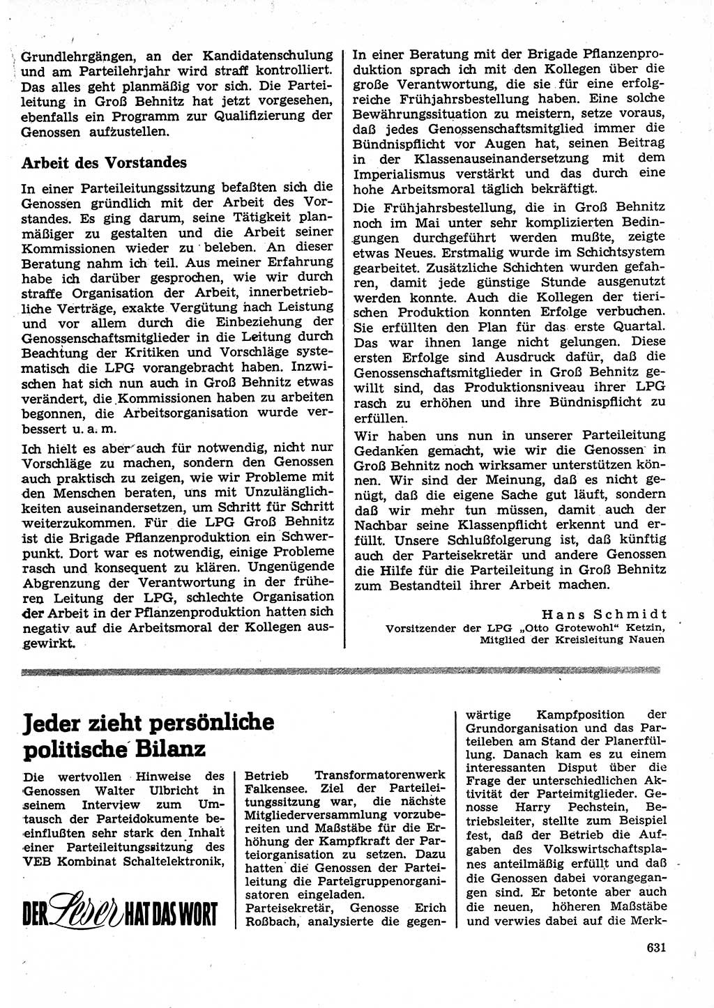 Neuer Weg (NW), Organ des Zentralkomitees (ZK) der SED (Sozialistische Einheitspartei Deutschlands) für Fragen des Parteilebens, 25. Jahrgang [Deutsche Demokratische Republik (DDR)] 1970, Seite 631 (NW ZK SED DDR 1970, S. 631)