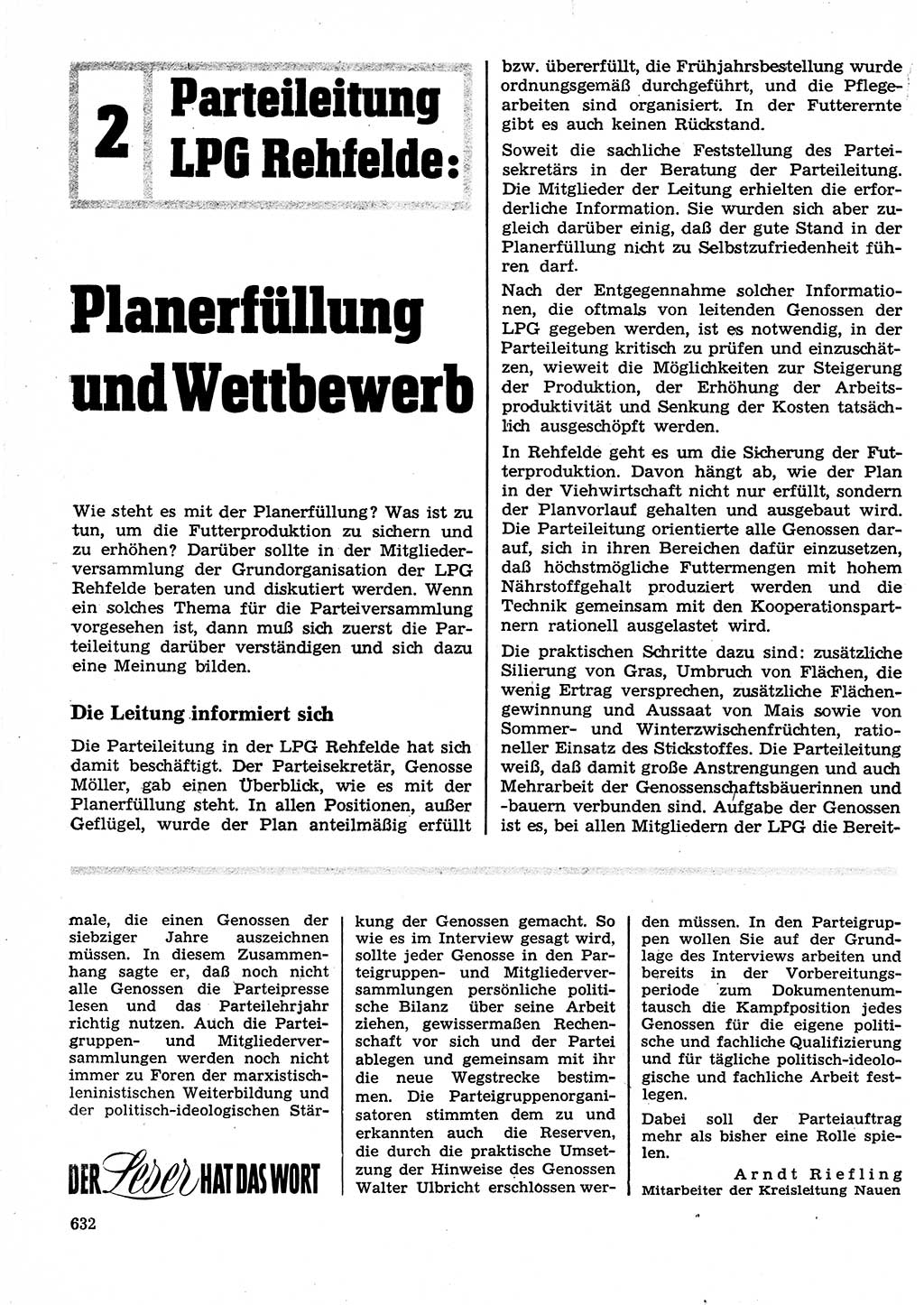 Neuer Weg (NW), Organ des Zentralkomitees (ZK) der SED (Sozialistische Einheitspartei Deutschlands) für Fragen des Parteilebens, 25. Jahrgang [Deutsche Demokratische Republik (DDR)] 1970, Seite 632 (NW ZK SED DDR 1970, S. 632)