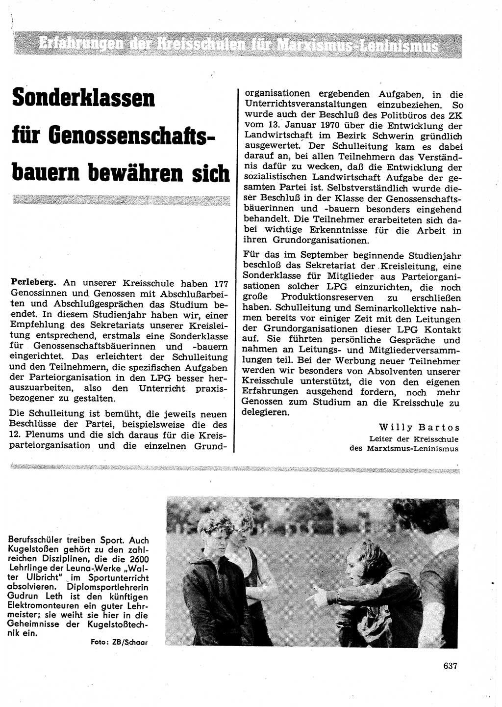 Neuer Weg (NW), Organ des Zentralkomitees (ZK) der SED (Sozialistische Einheitspartei Deutschlands) für Fragen des Parteilebens, 25. Jahrgang [Deutsche Demokratische Republik (DDR)] 1970, Seite 637 (NW ZK SED DDR 1970, S. 637)