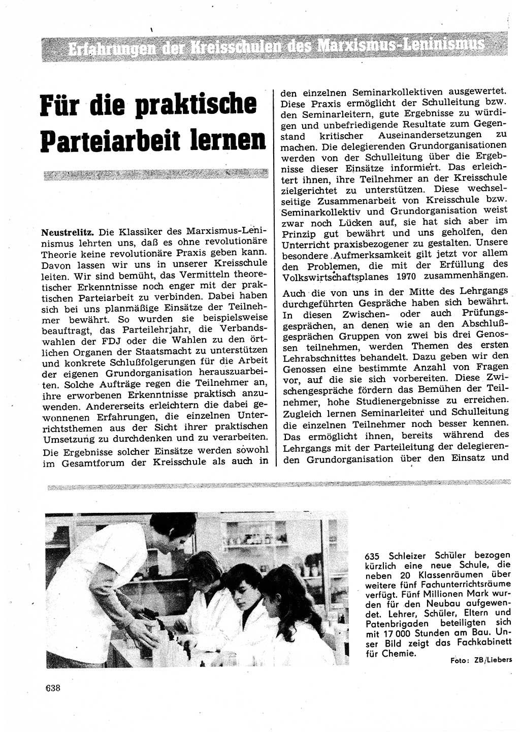 Neuer Weg (NW), Organ des Zentralkomitees (ZK) der SED (Sozialistische Einheitspartei Deutschlands) für Fragen des Parteilebens, 25. Jahrgang [Deutsche Demokratische Republik (DDR)] 1970, Seite 638 (NW ZK SED DDR 1970, S. 638)