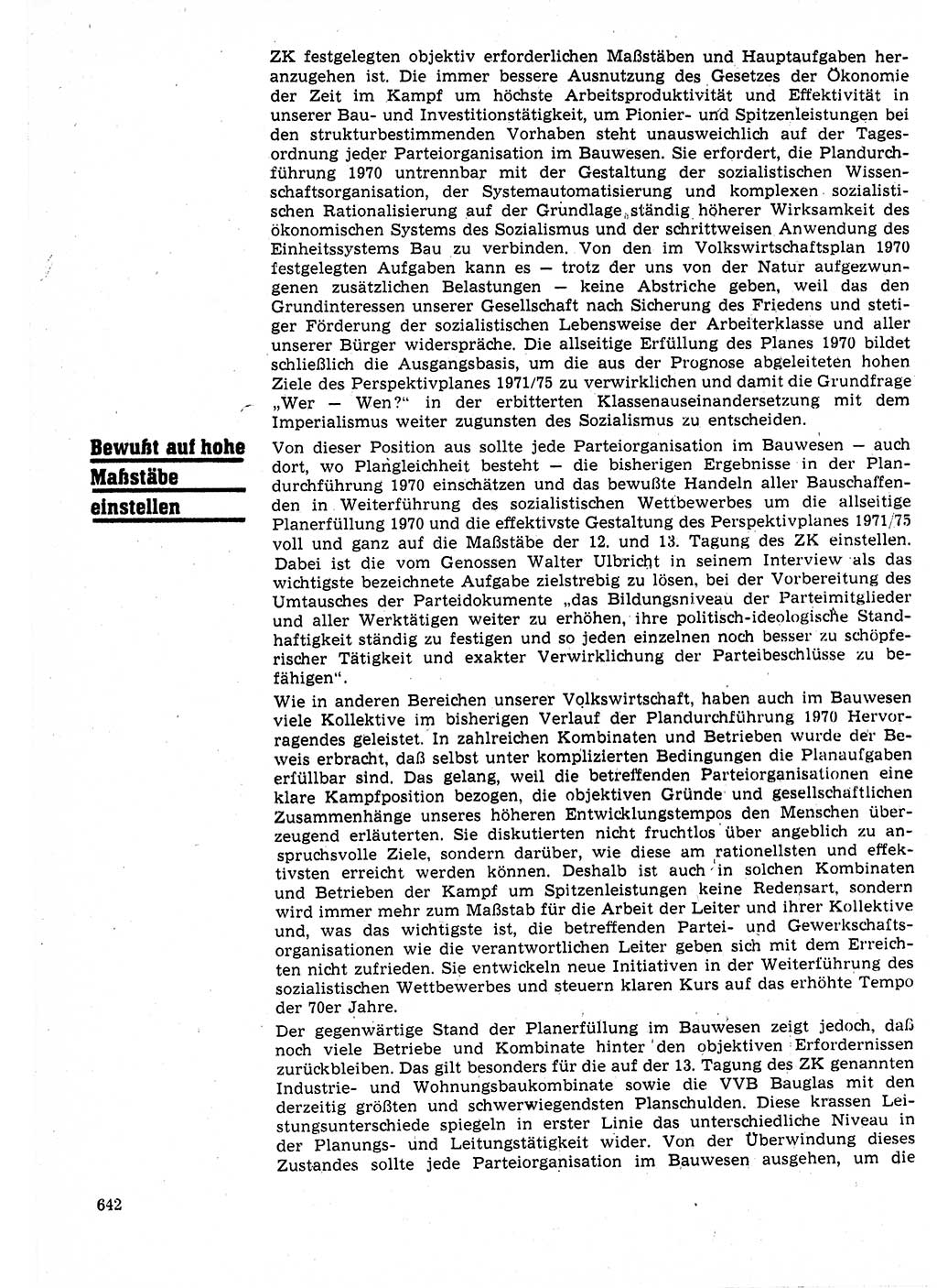 Neuer Weg (NW), Organ des Zentralkomitees (ZK) der SED (Sozialistische Einheitspartei Deutschlands) für Fragen des Parteilebens, 25. Jahrgang [Deutsche Demokratische Republik (DDR)] 1970, Seite 642 (NW ZK SED DDR 1970, S. 642)