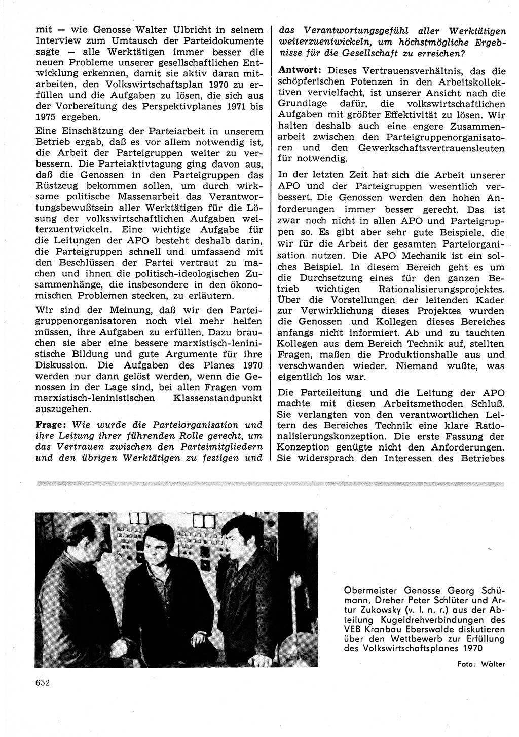 Neuer Weg (NW), Organ des Zentralkomitees (ZK) der SED (Sozialistische Einheitspartei Deutschlands) für Fragen des Parteilebens, 25. Jahrgang [Deutsche Demokratische Republik (DDR)] 1970, Seite 652 (NW ZK SED DDR 1970, S. 652)