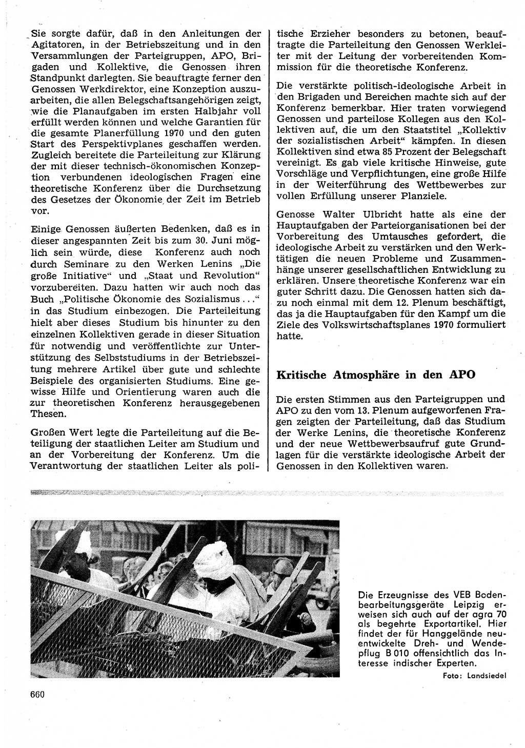 Neuer Weg (NW), Organ des Zentralkomitees (ZK) der SED (Sozialistische Einheitspartei Deutschlands) für Fragen des Parteilebens, 25. Jahrgang [Deutsche Demokratische Republik (DDR)] 1970, Seite 660 (NW ZK SED DDR 1970, S. 660)