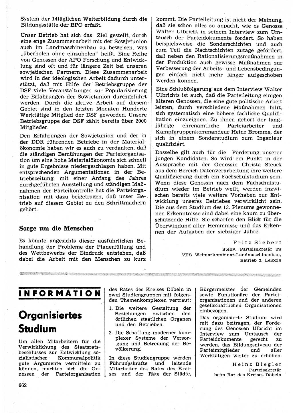 Neuer Weg (NW), Organ des Zentralkomitees (ZK) der SED (Sozialistische Einheitspartei Deutschlands) für Fragen des Parteilebens, 25. Jahrgang [Deutsche Demokratische Republik (DDR)] 1970, Seite 662 (NW ZK SED DDR 1970, S. 662)