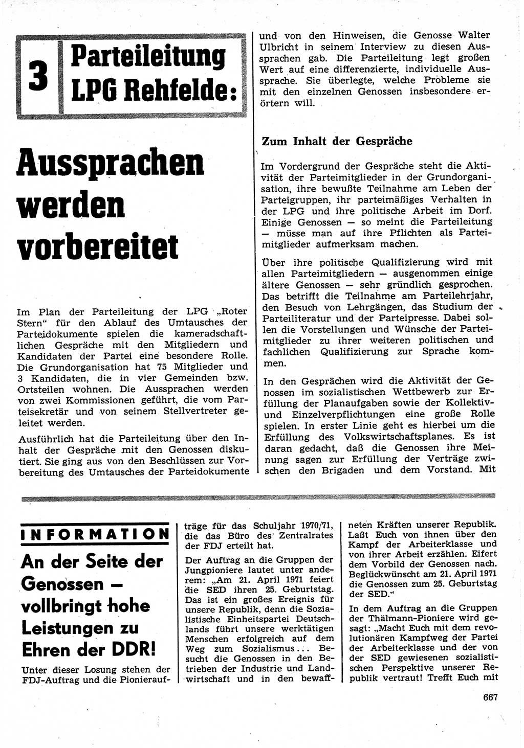 Neuer Weg (NW), Organ des Zentralkomitees (ZK) der SED (Sozialistische Einheitspartei Deutschlands) für Fragen des Parteilebens, 25. Jahrgang [Deutsche Demokratische Republik (DDR)] 1970, Seite 667 (NW ZK SED DDR 1970, S. 667)