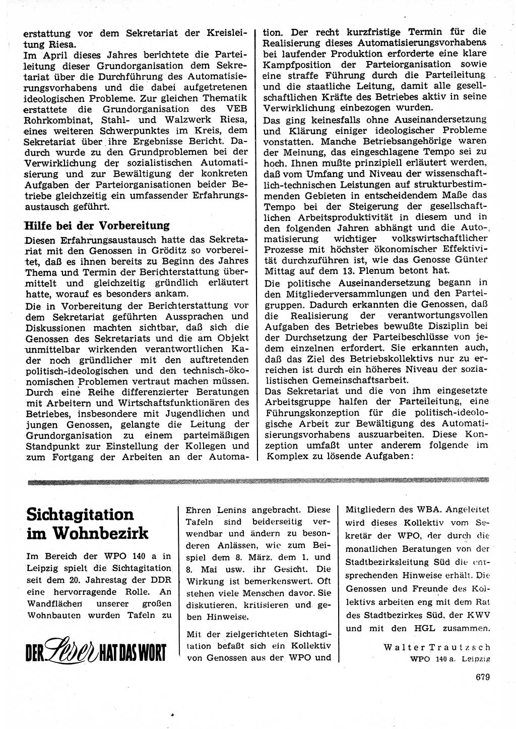 Neuer Weg (NW), Organ des Zentralkomitees (ZK) der SED (Sozialistische Einheitspartei Deutschlands) für Fragen des Parteilebens, 25. Jahrgang [Deutsche Demokratische Republik (DDR)] 1970, Seite 679 (NW ZK SED DDR 1970, S. 679)