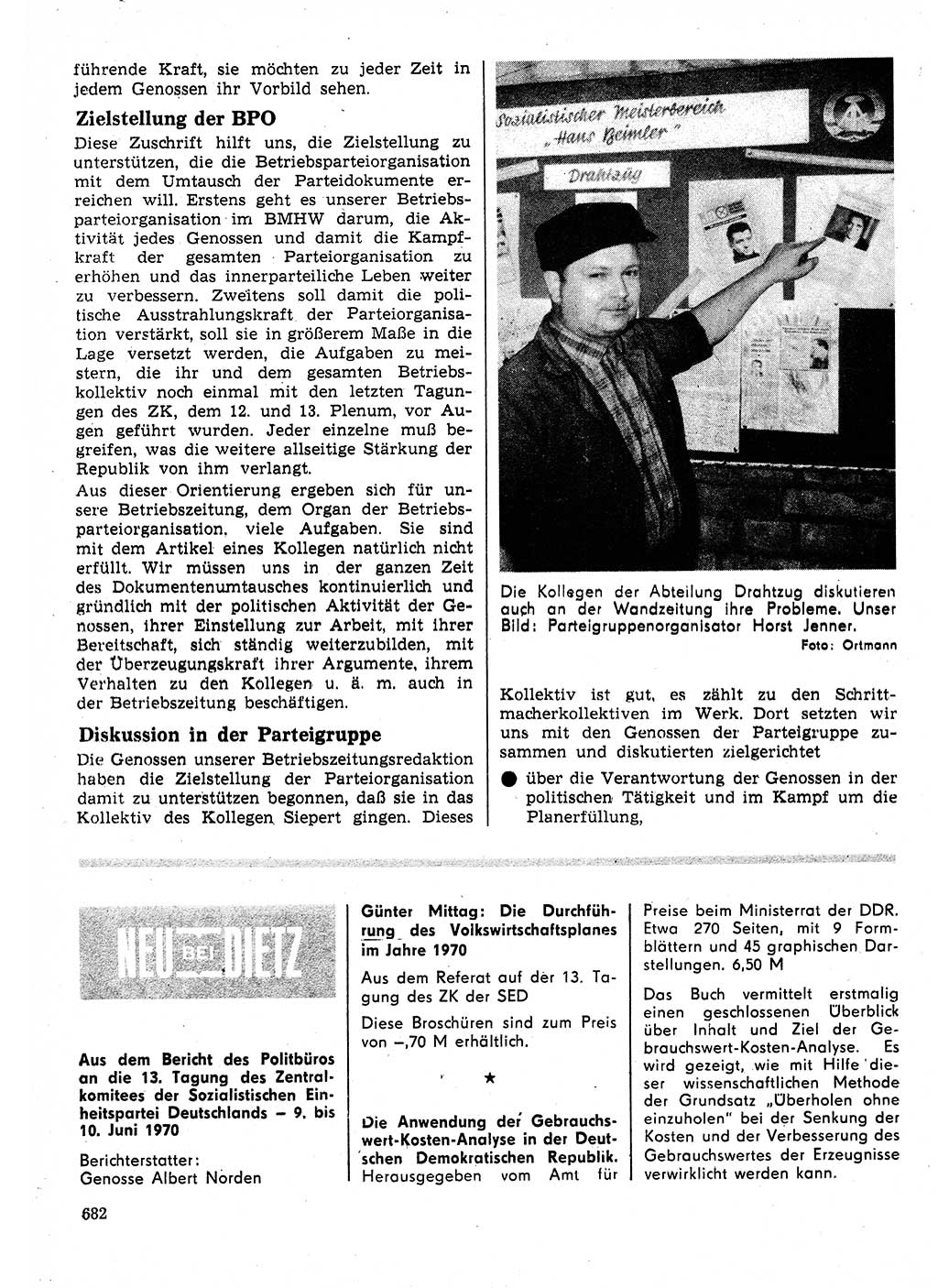 Neuer Weg (NW), Organ des Zentralkomitees (ZK) der SED (Sozialistische Einheitspartei Deutschlands) für Fragen des Parteilebens, 25. Jahrgang [Deutsche Demokratische Republik (DDR)] 1970, Seite 682 (NW ZK SED DDR 1970, S. 682)