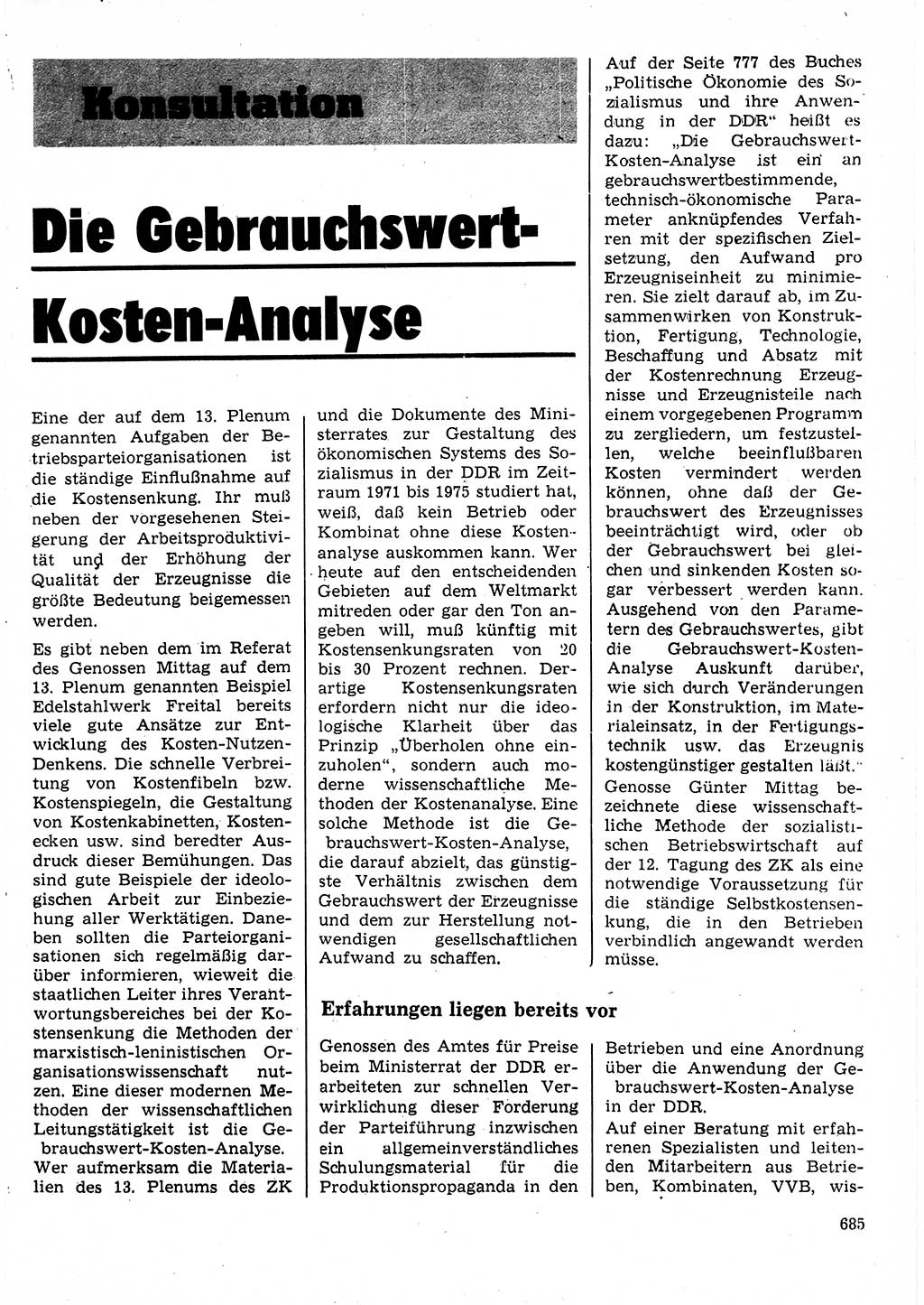 Neuer Weg (NW), Organ des Zentralkomitees (ZK) der SED (Sozialistische Einheitspartei Deutschlands) für Fragen des Parteilebens, 25. Jahrgang [Deutsche Demokratische Republik (DDR)] 1970, Seite 685 (NW ZK SED DDR 1970, S. 685)