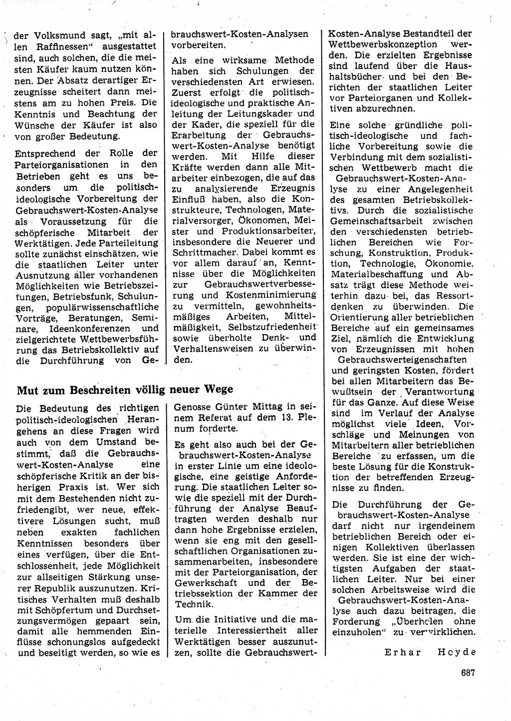 Neuer Weg (NW), Organ des Zentralkomitees (ZK) der SED (Sozialistische Einheitspartei Deutschlands) für Fragen des Parteilebens, 25. Jahrgang [Deutsche Demokratische Republik (DDR)] 1970, Seite 687 (NW ZK SED DDR 1970, S. 687)
