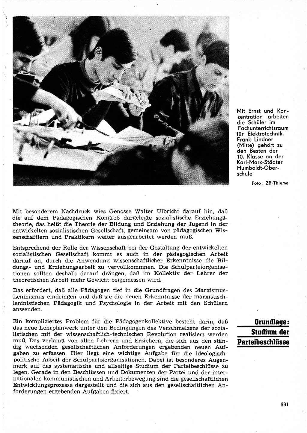 Neuer Weg (NW), Organ des Zentralkomitees (ZK) der SED (Sozialistische Einheitspartei Deutschlands) für Fragen des Parteilebens, 25. Jahrgang [Deutsche Demokratische Republik (DDR)] 1970, Seite 691 (NW ZK SED DDR 1970, S. 691)