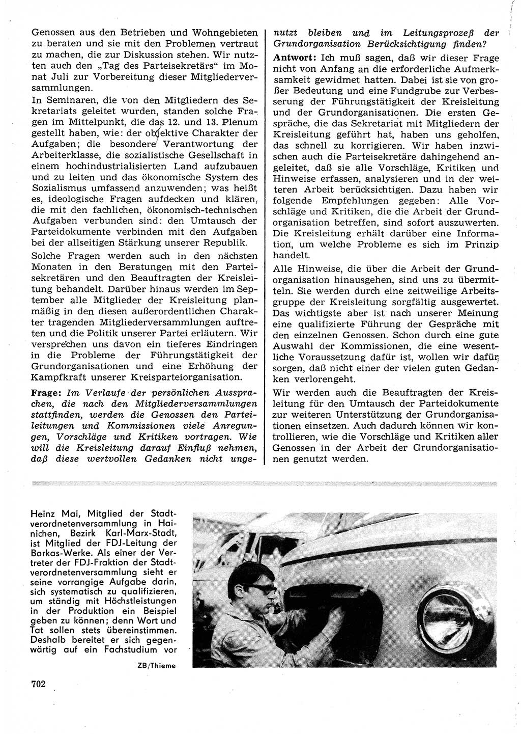 Neuer Weg (NW), Organ des Zentralkomitees (ZK) der SED (Sozialistische Einheitspartei Deutschlands) für Fragen des Parteilebens, 25. Jahrgang [Deutsche Demokratische Republik (DDR)] 1970, Seite 702 (NW ZK SED DDR 1970, S. 702)