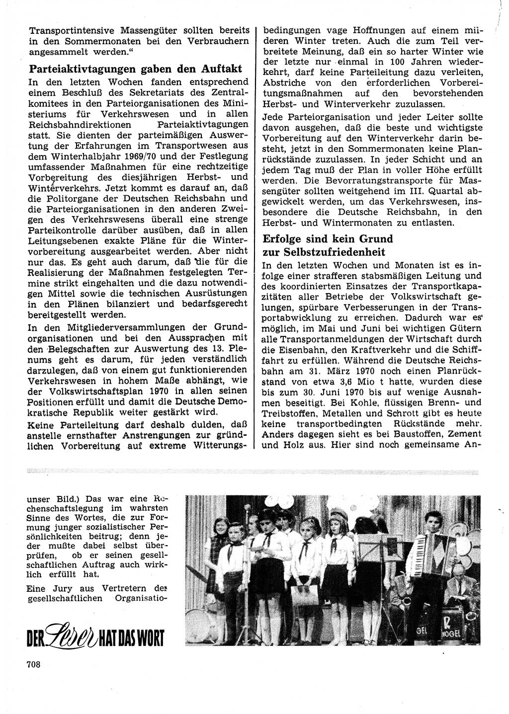 Neuer Weg (NW), Organ des Zentralkomitees (ZK) der SED (Sozialistische Einheitspartei Deutschlands) für Fragen des Parteilebens, 25. Jahrgang [Deutsche Demokratische Republik (DDR)] 1970, Seite 708 (NW ZK SED DDR 1970, S. 708)