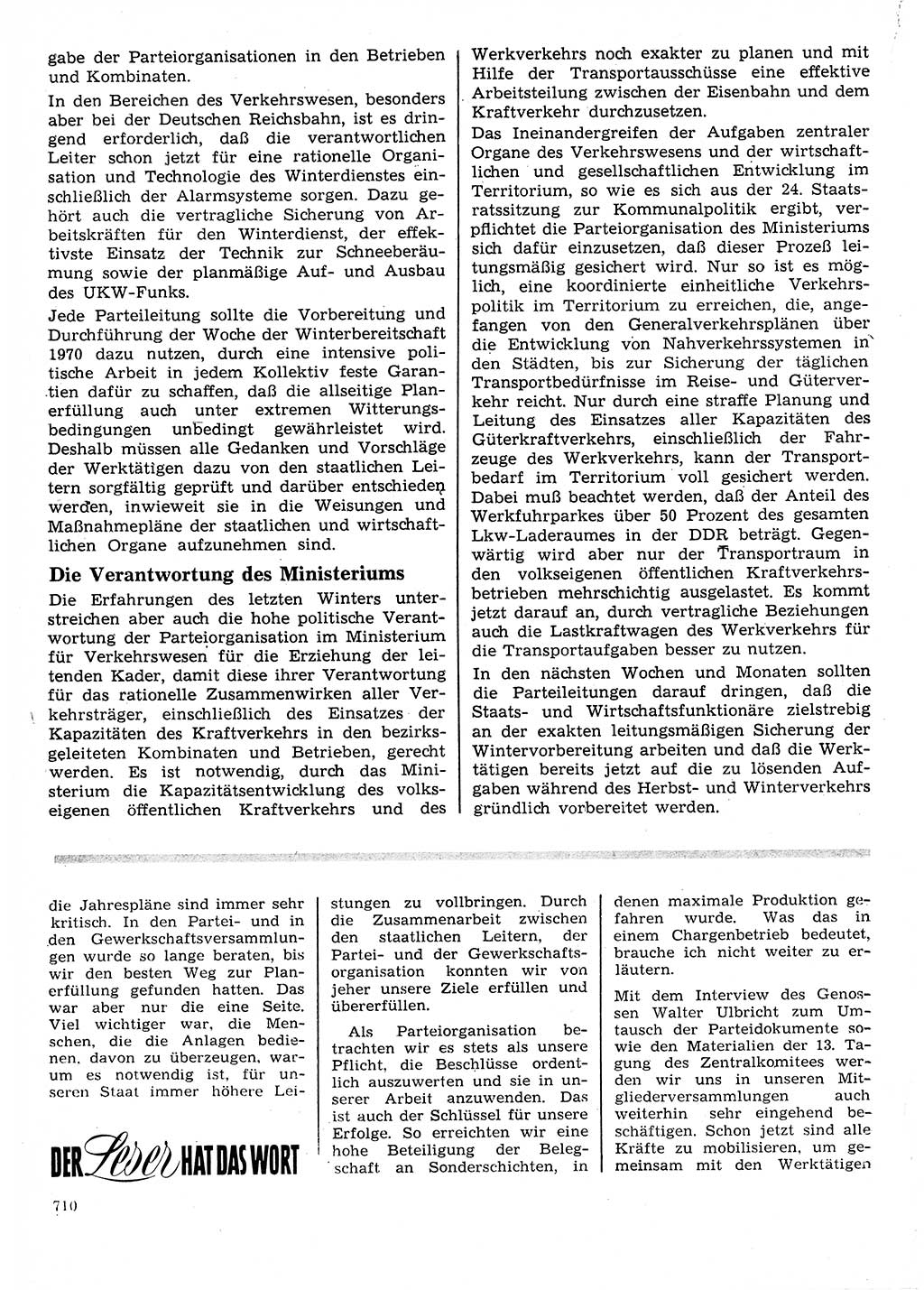 Neuer Weg (NW), Organ des Zentralkomitees (ZK) der SED (Sozialistische Einheitspartei Deutschlands) für Fragen des Parteilebens, 25. Jahrgang [Deutsche Demokratische Republik (DDR)] 1970, Seite 710 (NW ZK SED DDR 1970, S. 710)