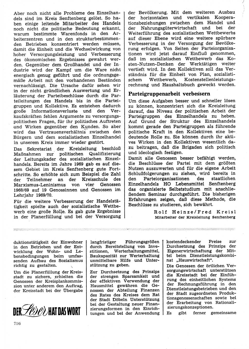 Neuer Weg (NW), Organ des Zentralkomitees (ZK) der SED (Sozialistische Einheitspartei Deutschlands) für Fragen des Parteilebens, 25. Jahrgang [Deutsche Demokratische Republik (DDR)] 1970, Seite 716 (NW ZK SED DDR 1970, S. 716)