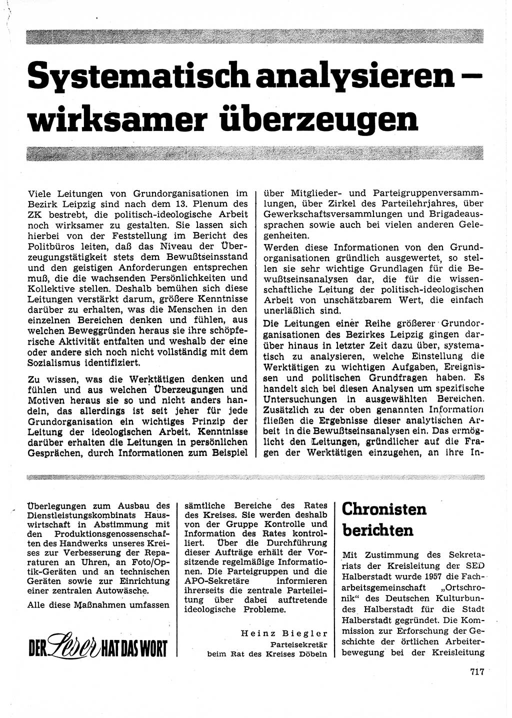 Neuer Weg (NW), Organ des Zentralkomitees (ZK) der SED (Sozialistische Einheitspartei Deutschlands) für Fragen des Parteilebens, 25. Jahrgang [Deutsche Demokratische Republik (DDR)] 1970, Seite 717 (NW ZK SED DDR 1970, S. 717)