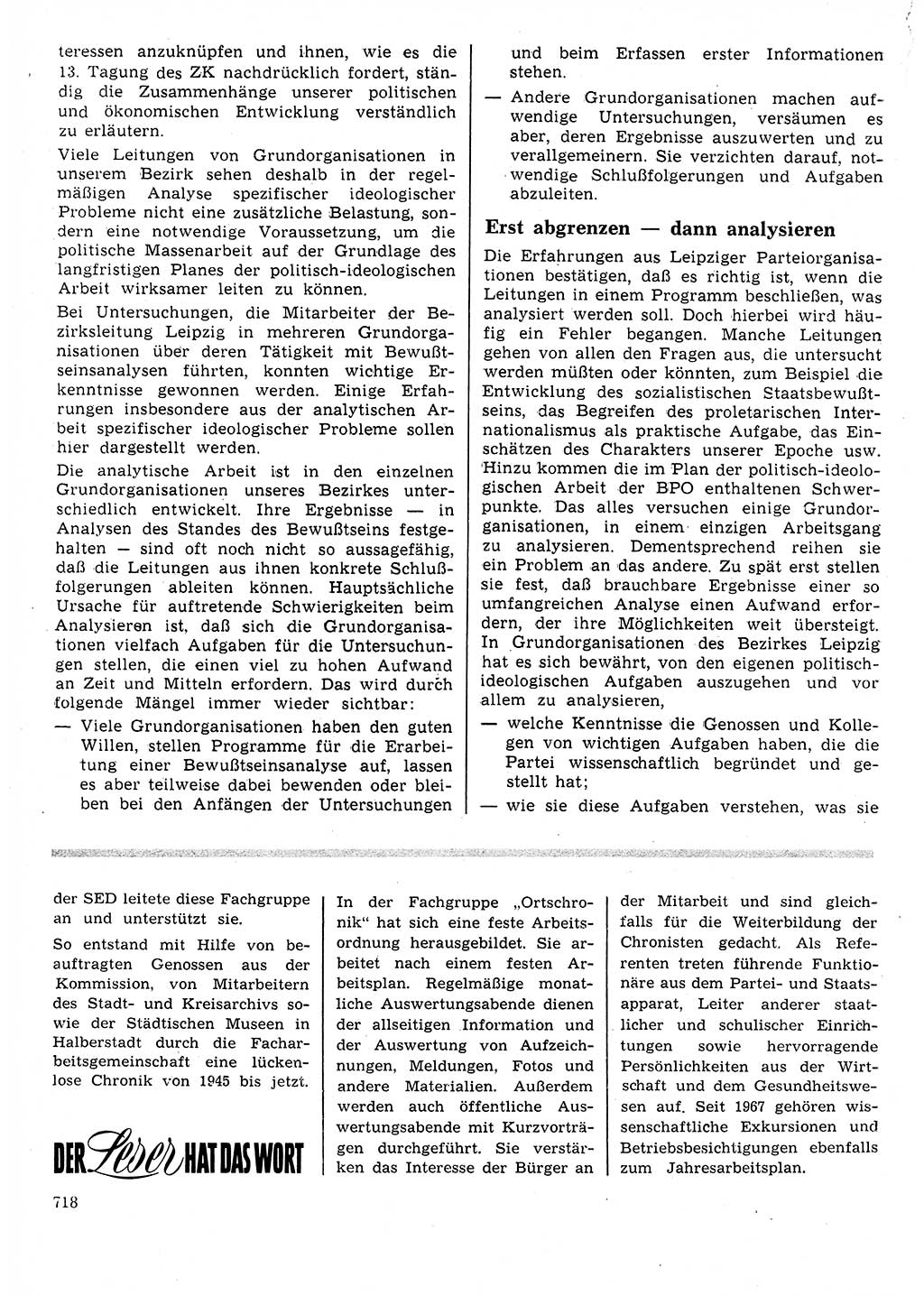 Neuer Weg (NW), Organ des Zentralkomitees (ZK) der SED (Sozialistische Einheitspartei Deutschlands) für Fragen des Parteilebens, 25. Jahrgang [Deutsche Demokratische Republik (DDR)] 1970, Seite 718 (NW ZK SED DDR 1970, S. 718)