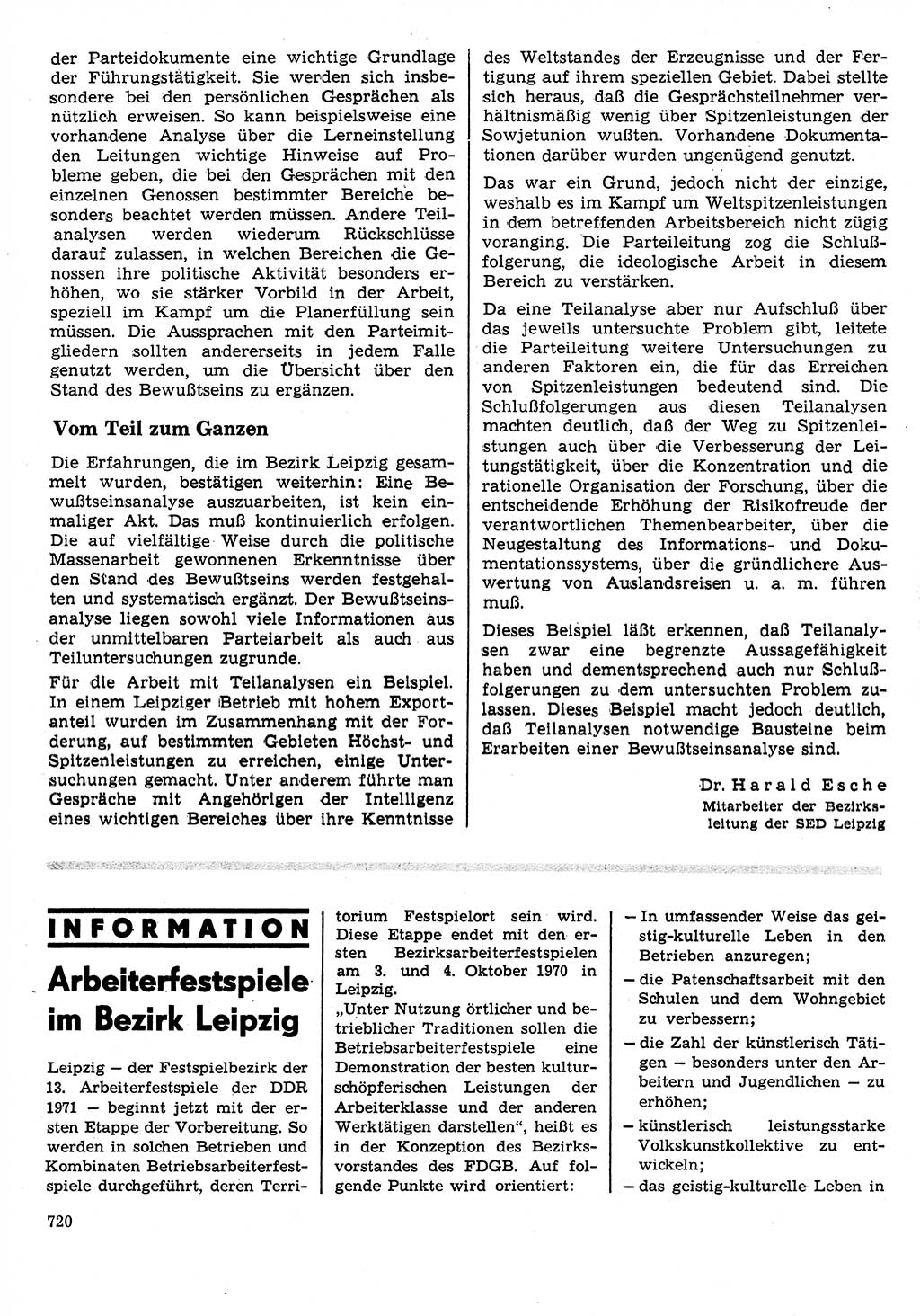 Neuer Weg (NW), Organ des Zentralkomitees (ZK) der SED (Sozialistische Einheitspartei Deutschlands) für Fragen des Parteilebens, 25. Jahrgang [Deutsche Demokratische Republik (DDR)] 1970, Seite 720 (NW ZK SED DDR 1970, S. 720)