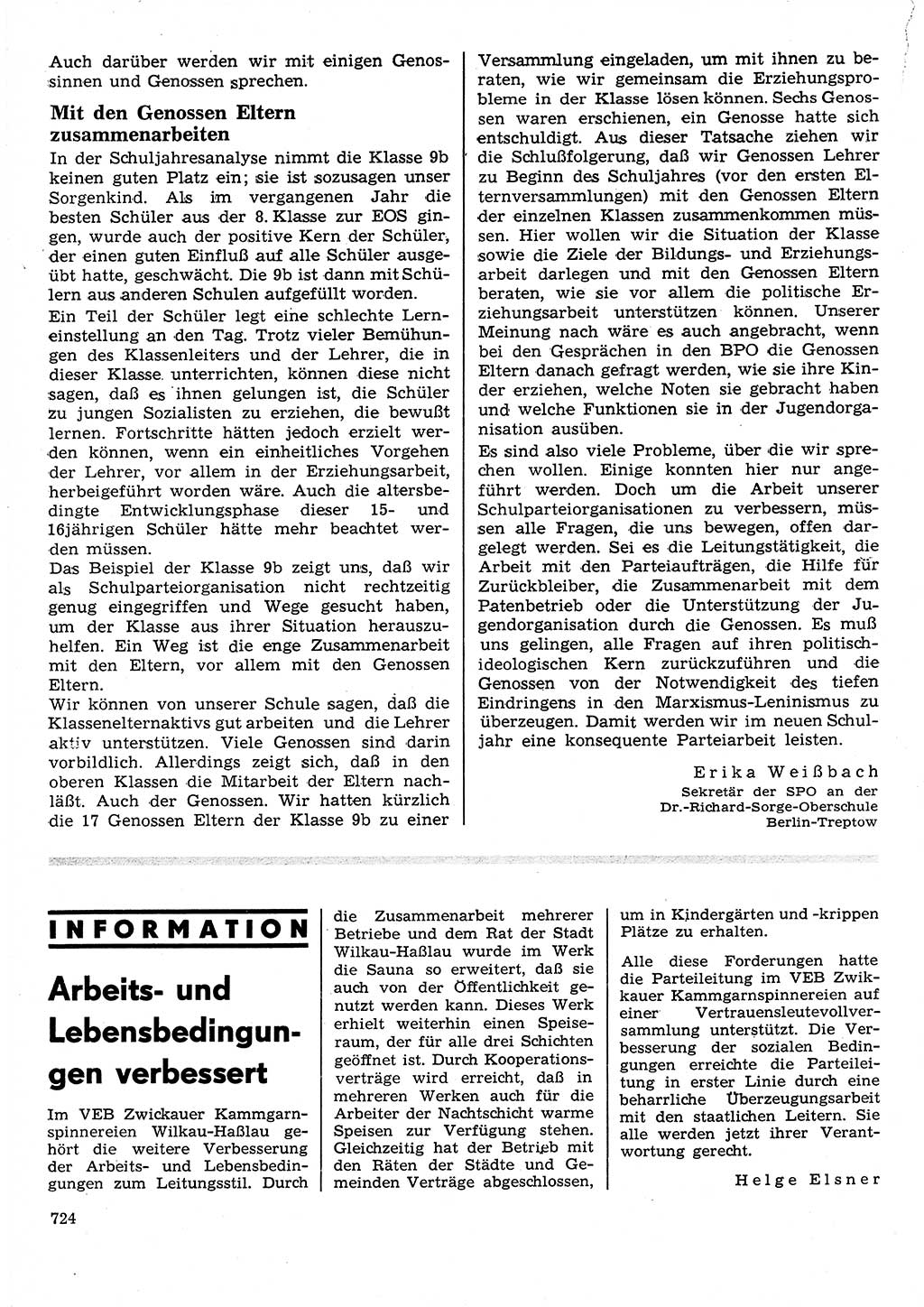 Neuer Weg (NW), Organ des Zentralkomitees (ZK) der SED (Sozialistische Einheitspartei Deutschlands) für Fragen des Parteilebens, 25. Jahrgang [Deutsche Demokratische Republik (DDR)] 1970, Seite 724 (NW ZK SED DDR 1970, S. 724)