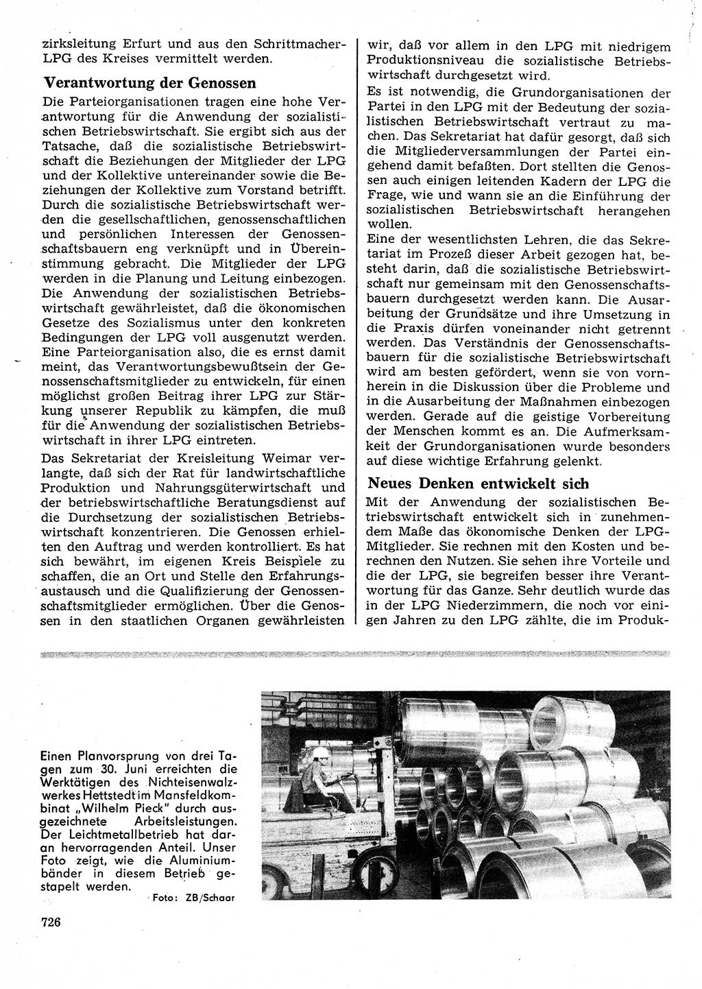 Neuer Weg (NW), Organ des Zentralkomitees (ZK) der SED (Sozialistische Einheitspartei Deutschlands) für Fragen des Parteilebens, 25. Jahrgang [Deutsche Demokratische Republik (DDR)] 1970, Seite 726 (NW ZK SED DDR 1970, S. 726)