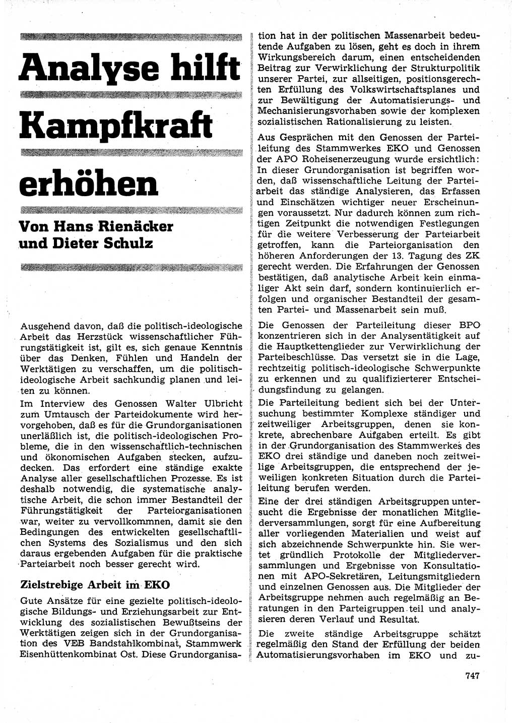 Neuer Weg (NW), Organ des Zentralkomitees (ZK) der SED (Sozialistische Einheitspartei Deutschlands) für Fragen des Parteilebens, 25. Jahrgang [Deutsche Demokratische Republik (DDR)] 1970, Seite 747 (NW ZK SED DDR 1970, S. 747)