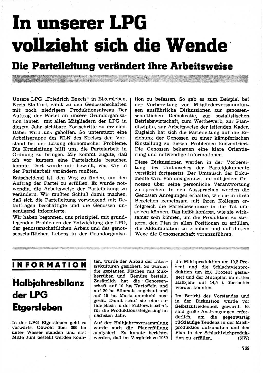 Neuer Weg (NW), Organ des Zentralkomitees (ZK) der SED (Sozialistische Einheitspartei Deutschlands) für Fragen des Parteilebens, 25. Jahrgang [Deutsche Demokratische Republik (DDR)] 1970, Seite 769 (NW ZK SED DDR 1970, S. 769)