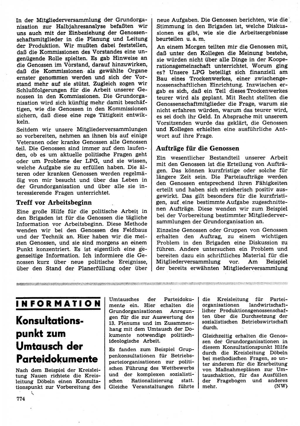 Neuer Weg (NW), Organ des Zentralkomitees (ZK) der SED (Sozialistische Einheitspartei Deutschlands) für Fragen des Parteilebens, 25. Jahrgang [Deutsche Demokratische Republik (DDR)] 1970, Seite 774 (NW ZK SED DDR 1970, S. 774)